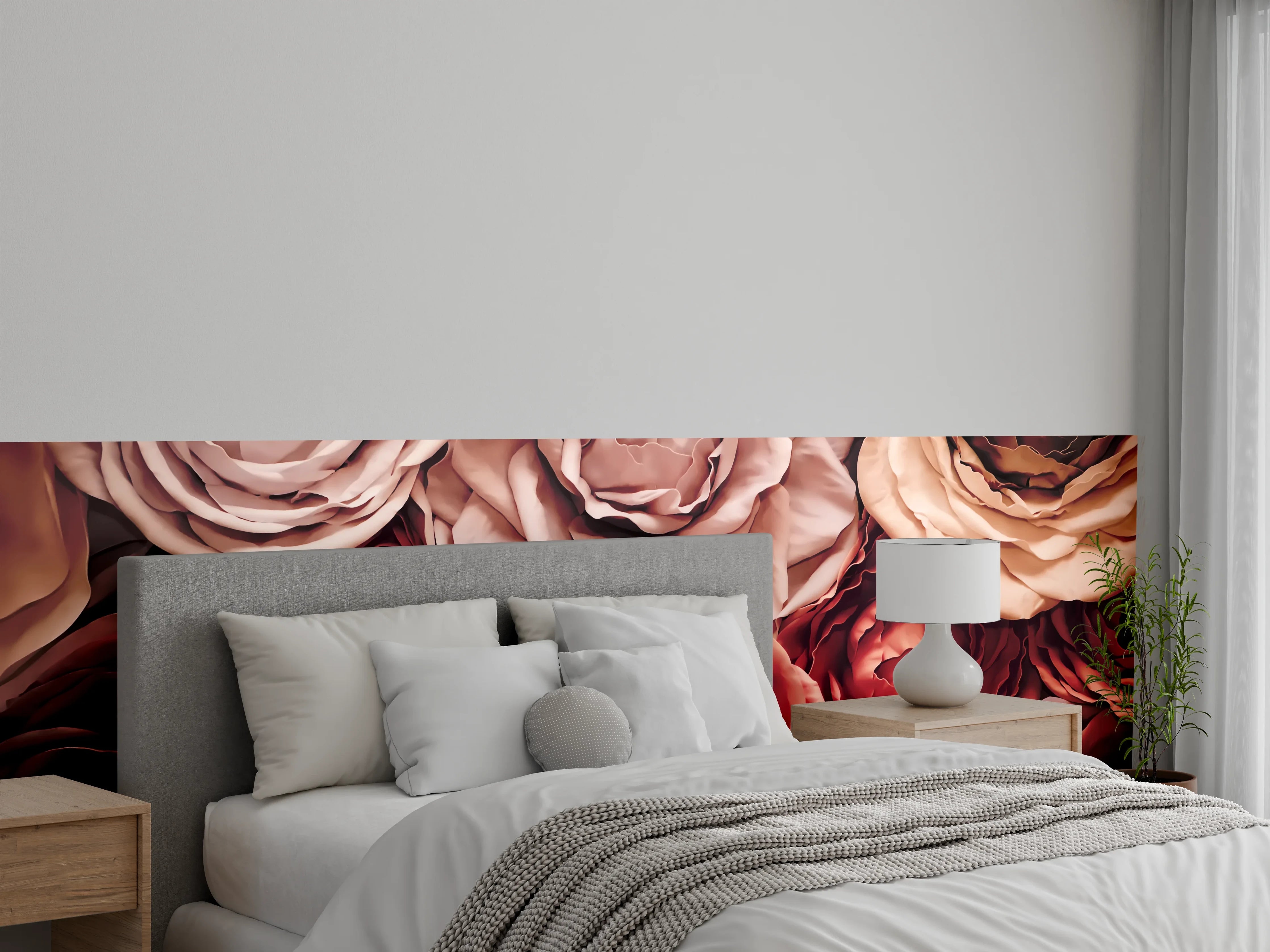 Wandverkleidung Schlafzimmer - Rosenblüten Vintage Fototapete