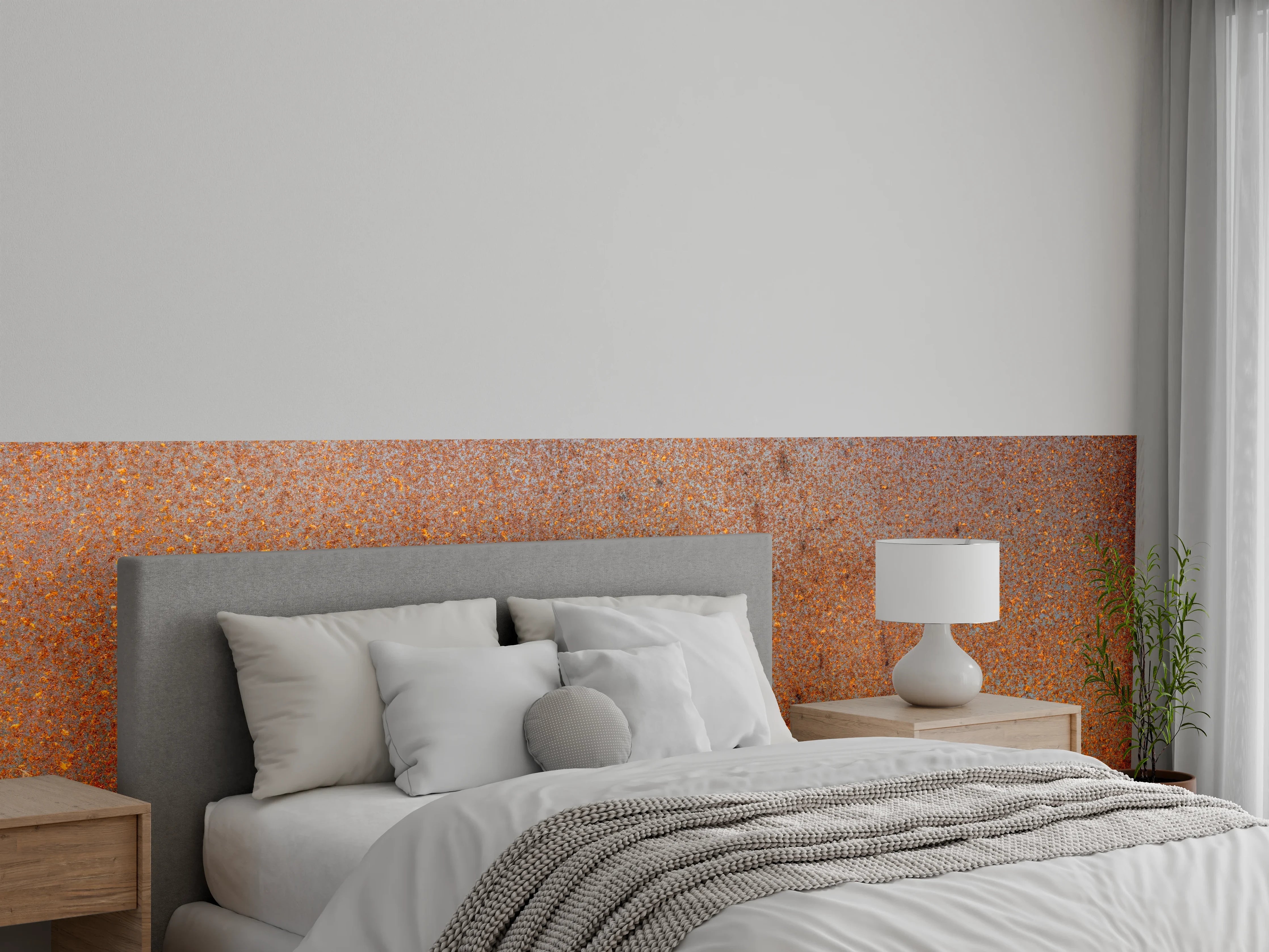 Wandverkleidung Schlafzimmer - Rostige Metalloberfläche mit Patina und Textur