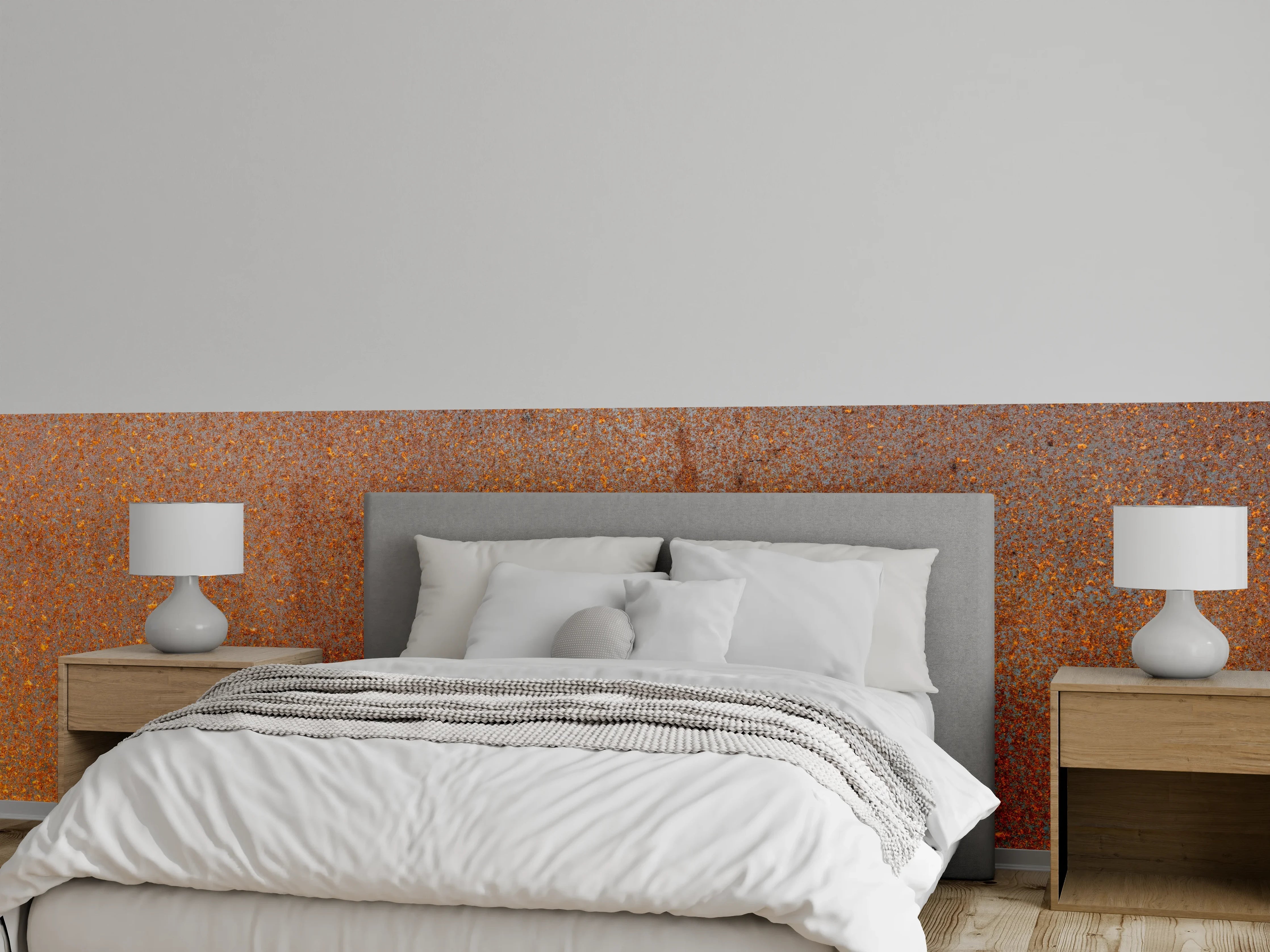Wandverkleidung Schlafzimmer - Rostige Metalloberfläche mit Patina und Textur