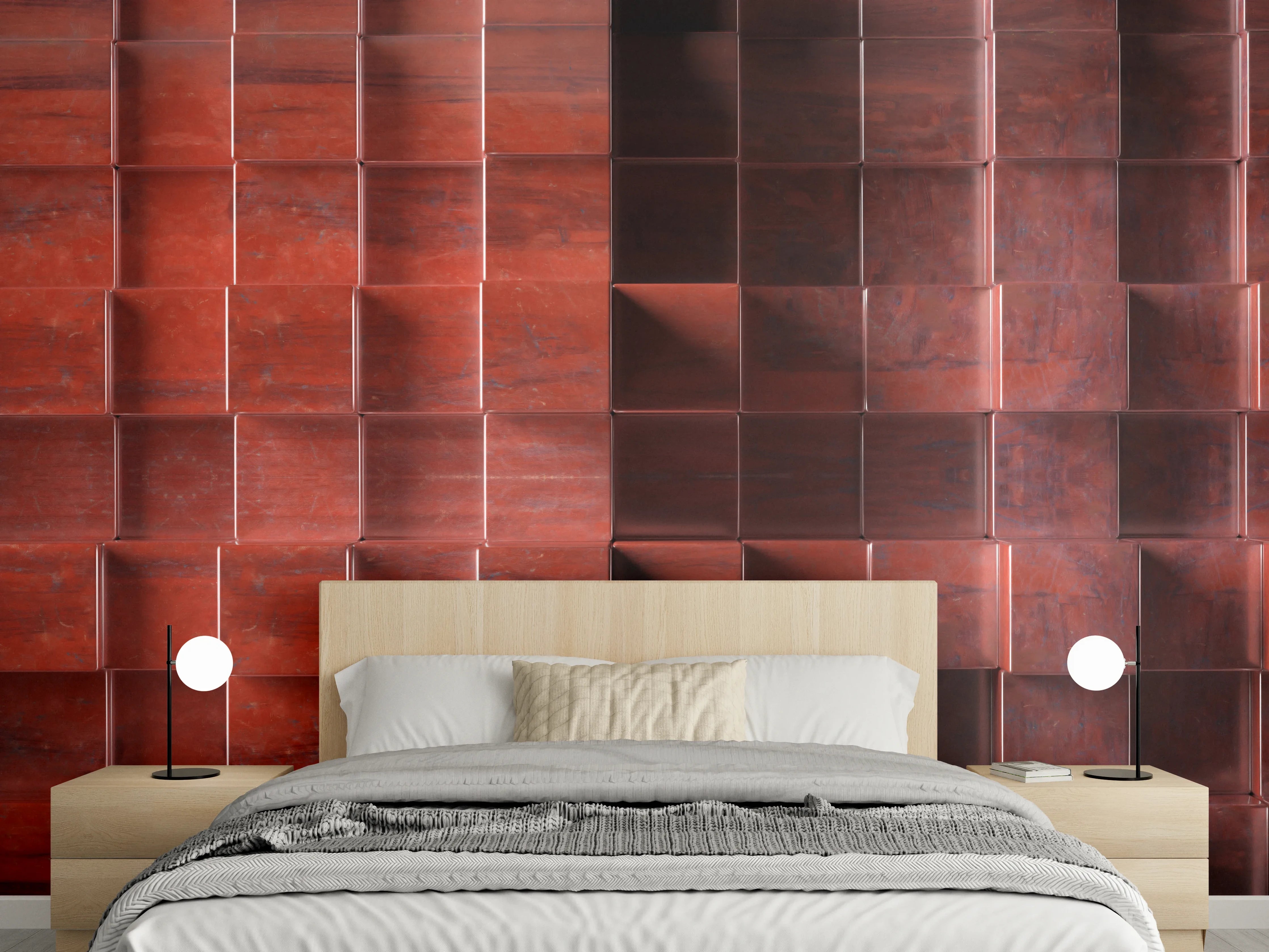 Wandverkleidung Schlafzimmer - Rostige Metallwürfel Textur