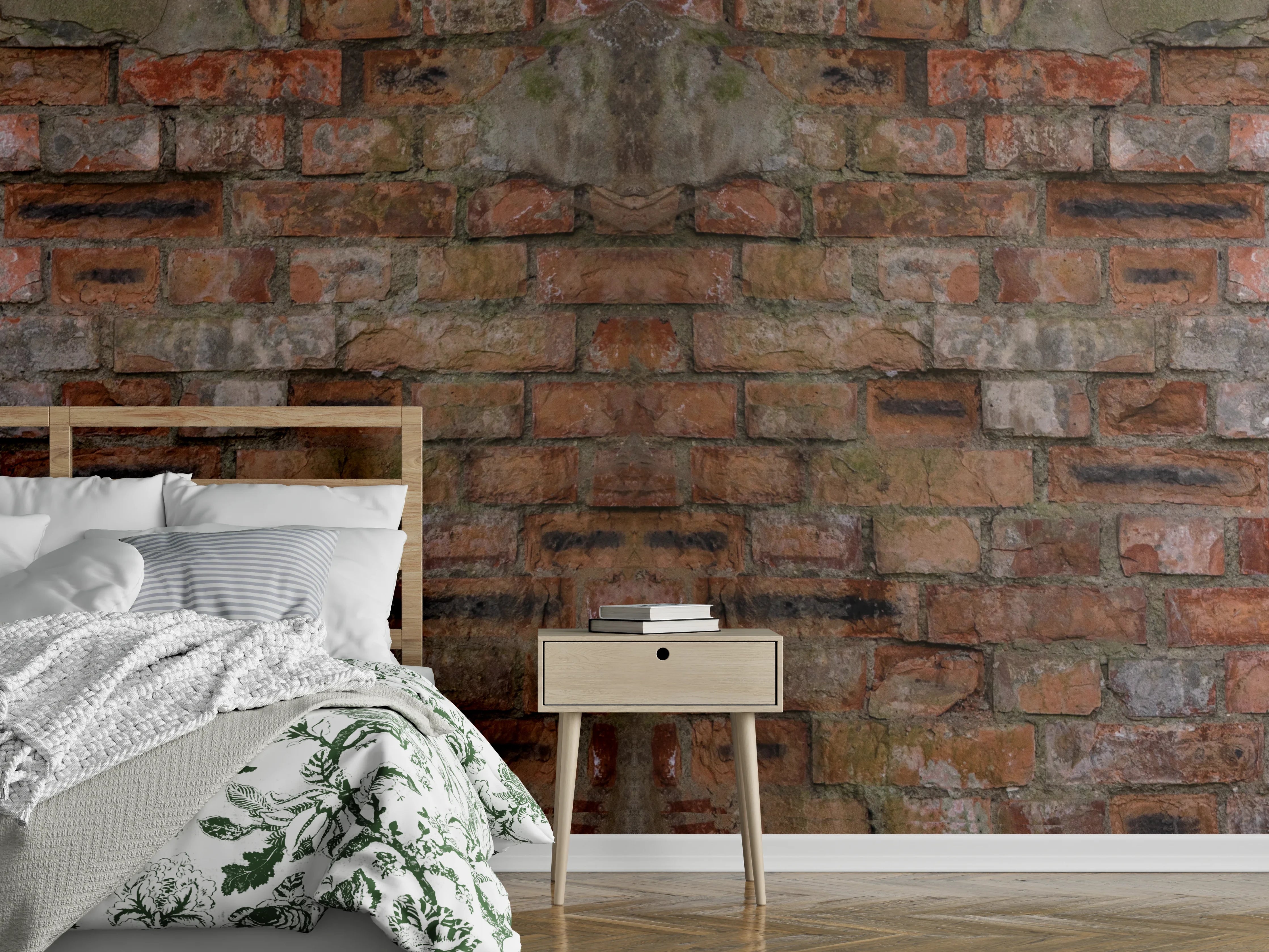 Wandverkleidung Schlafzimmer - Rostige Ziegelsteinwand Textur