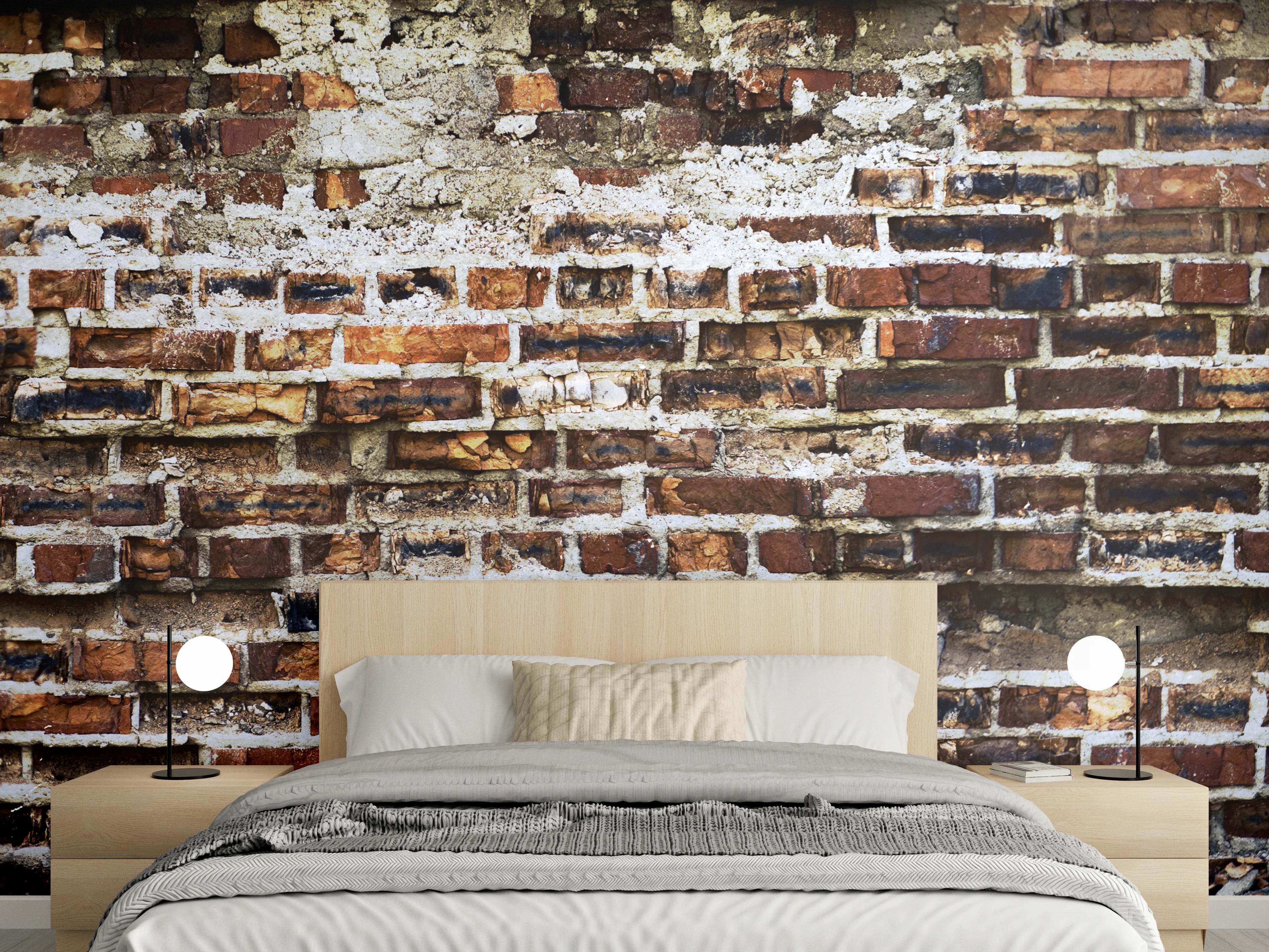 Wandverkleidung Schlafzimmer - Rote Backsteinmauer Vintage