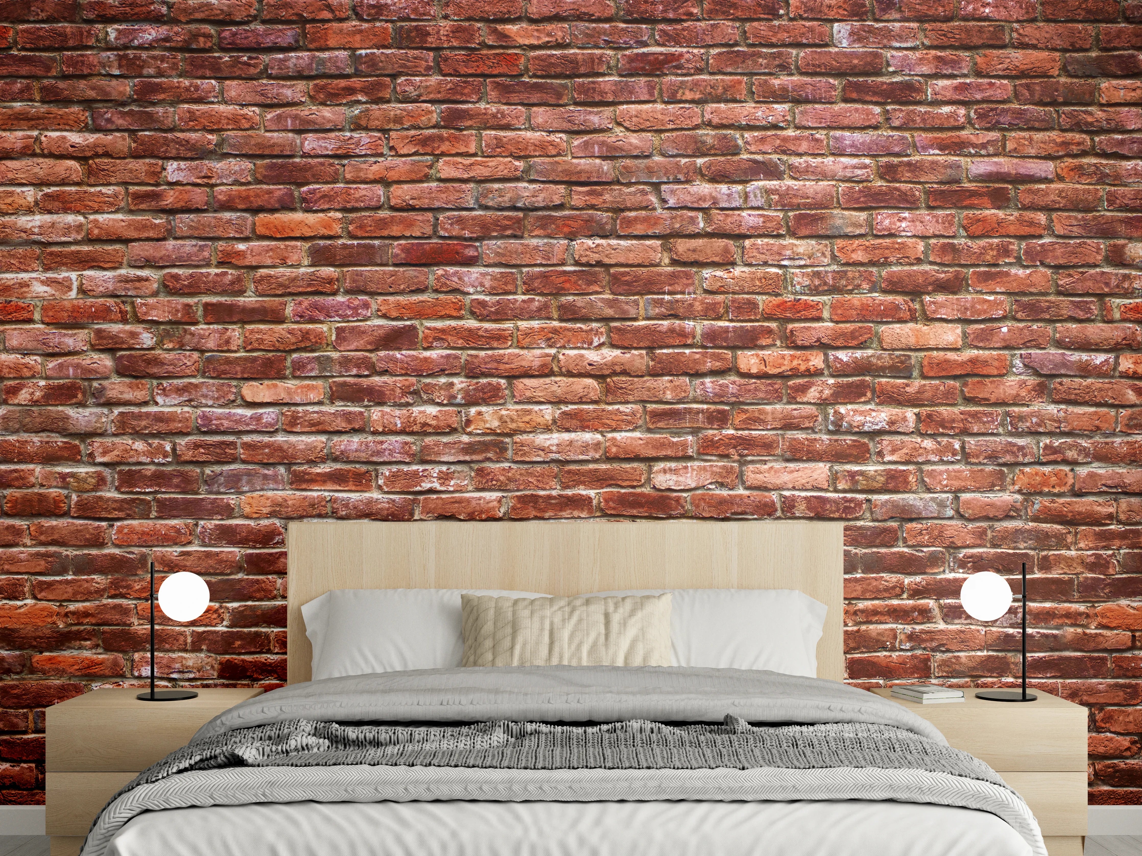 Wandverkleidung Schlafzimmer - Rote Backsteinwand – rustikaler Look