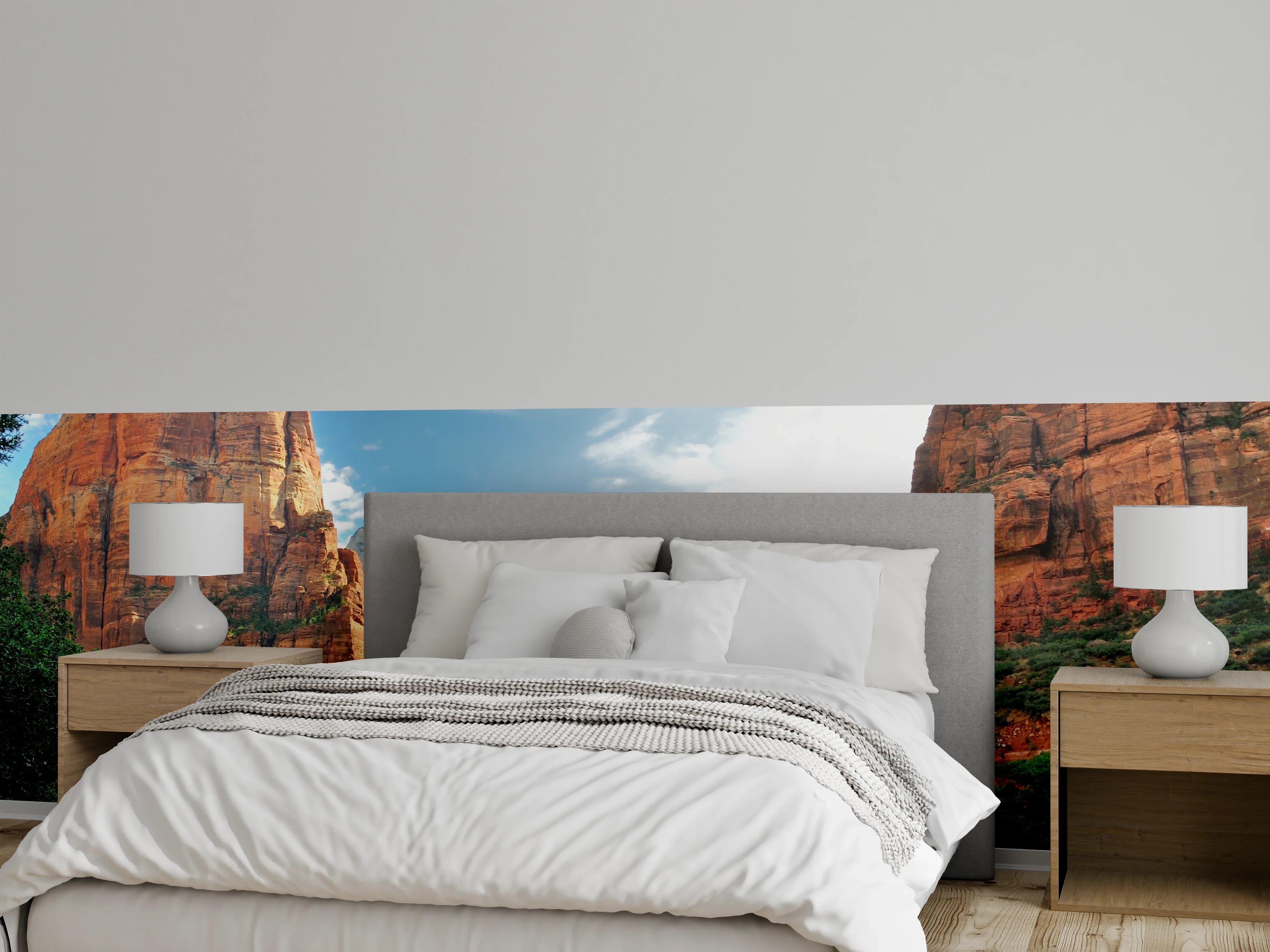 Wandverkleidung Schlafzimmer - Rote Felsen und grüne Täler