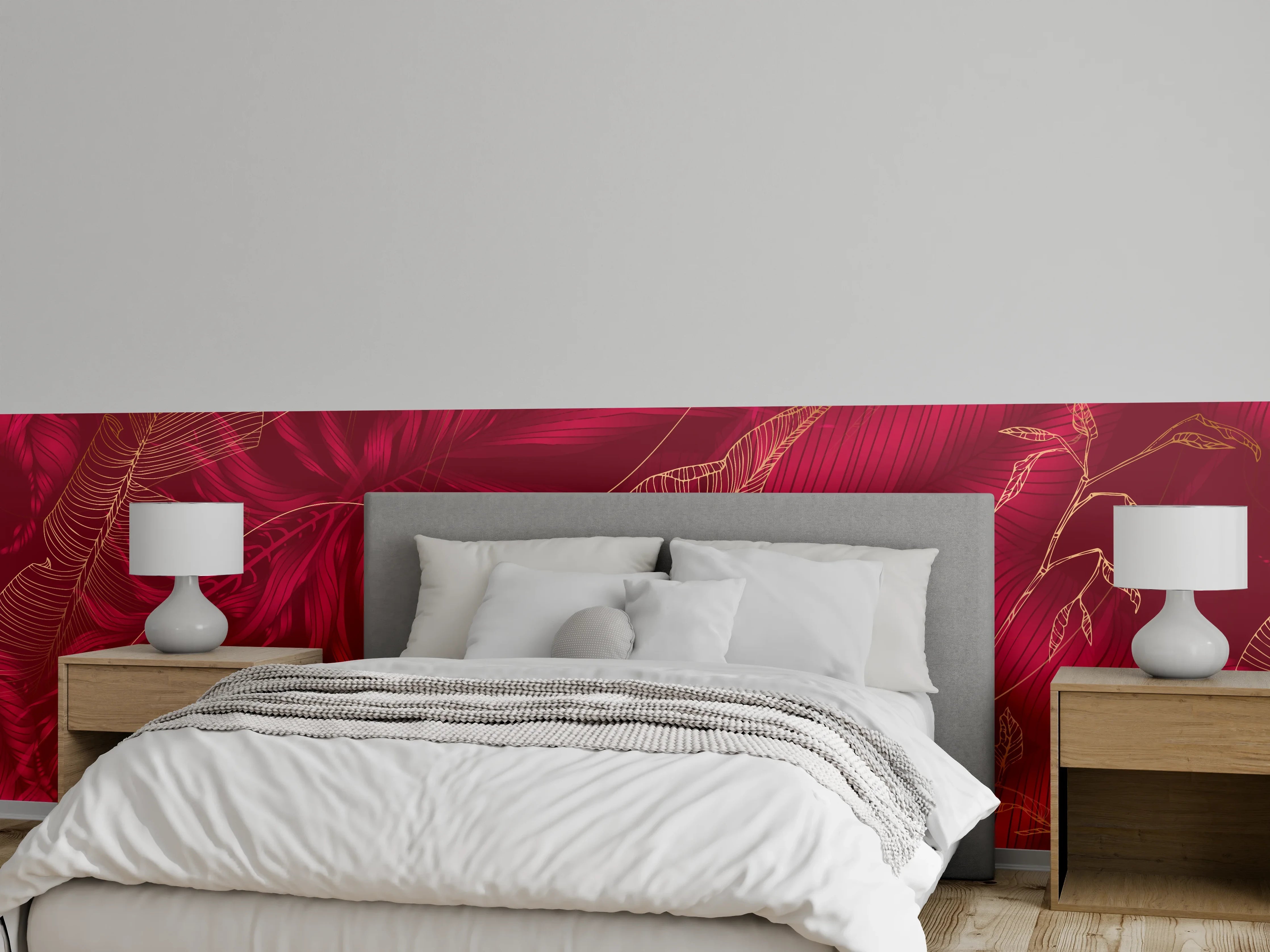 Wandverkleidung Schlafzimmer - Rote Florale Muster Textur