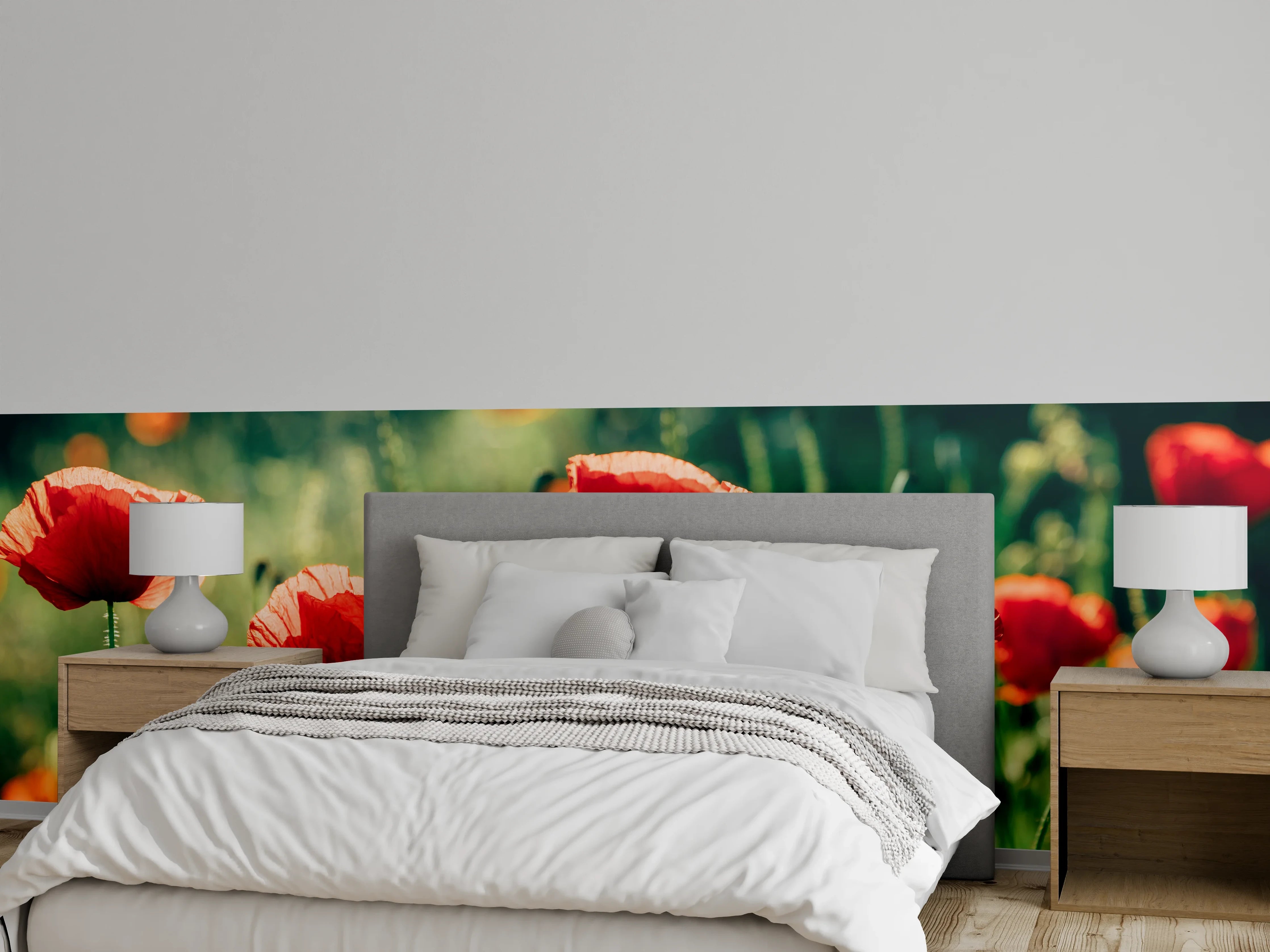 Wandverkleidung Schlafzimmer - Rote Mohnblumen Sommerwiese
