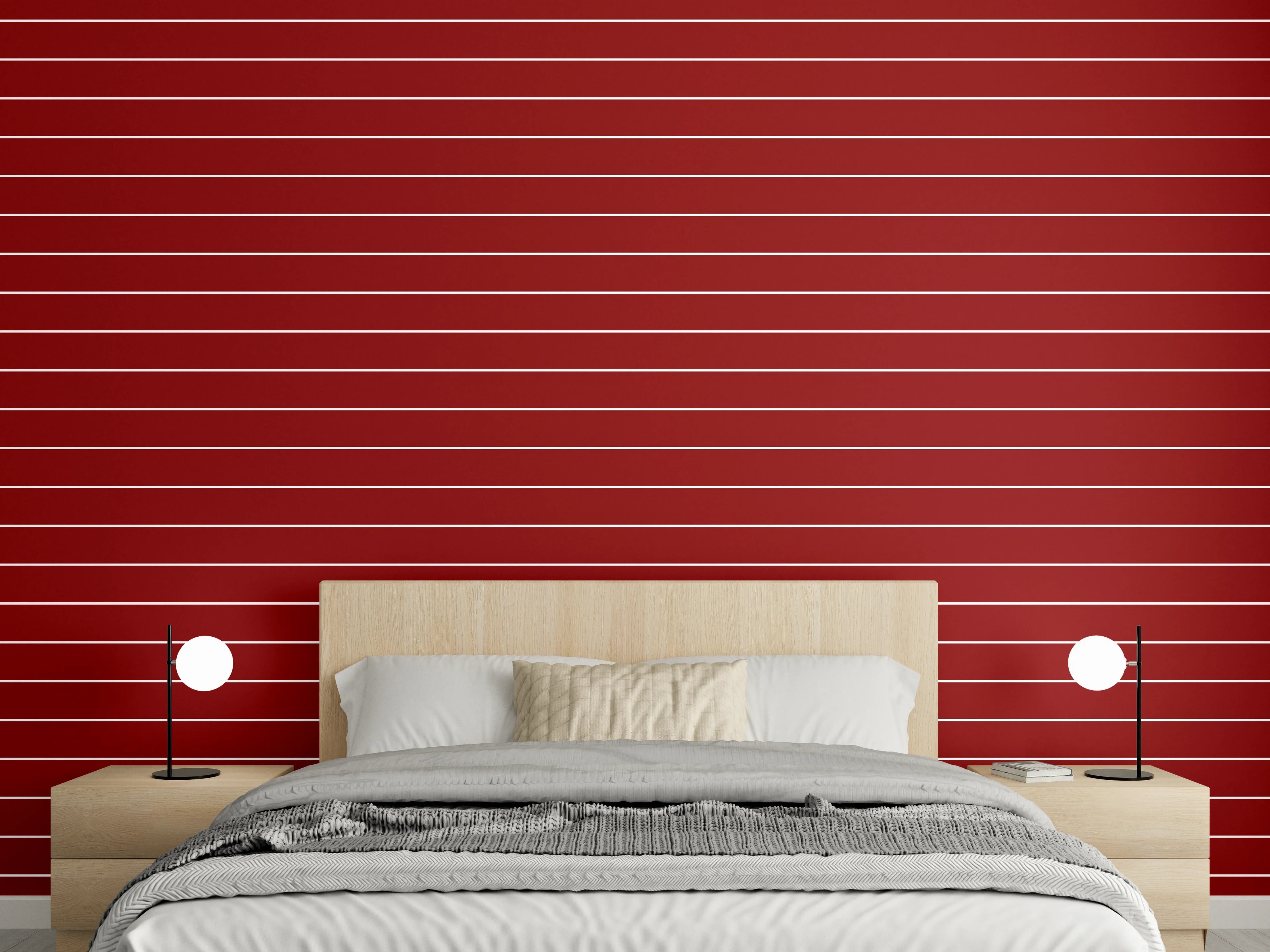 Wandverkleidung Schlafzimmer - Rote Querstreifen für moderne Wandgestaltung