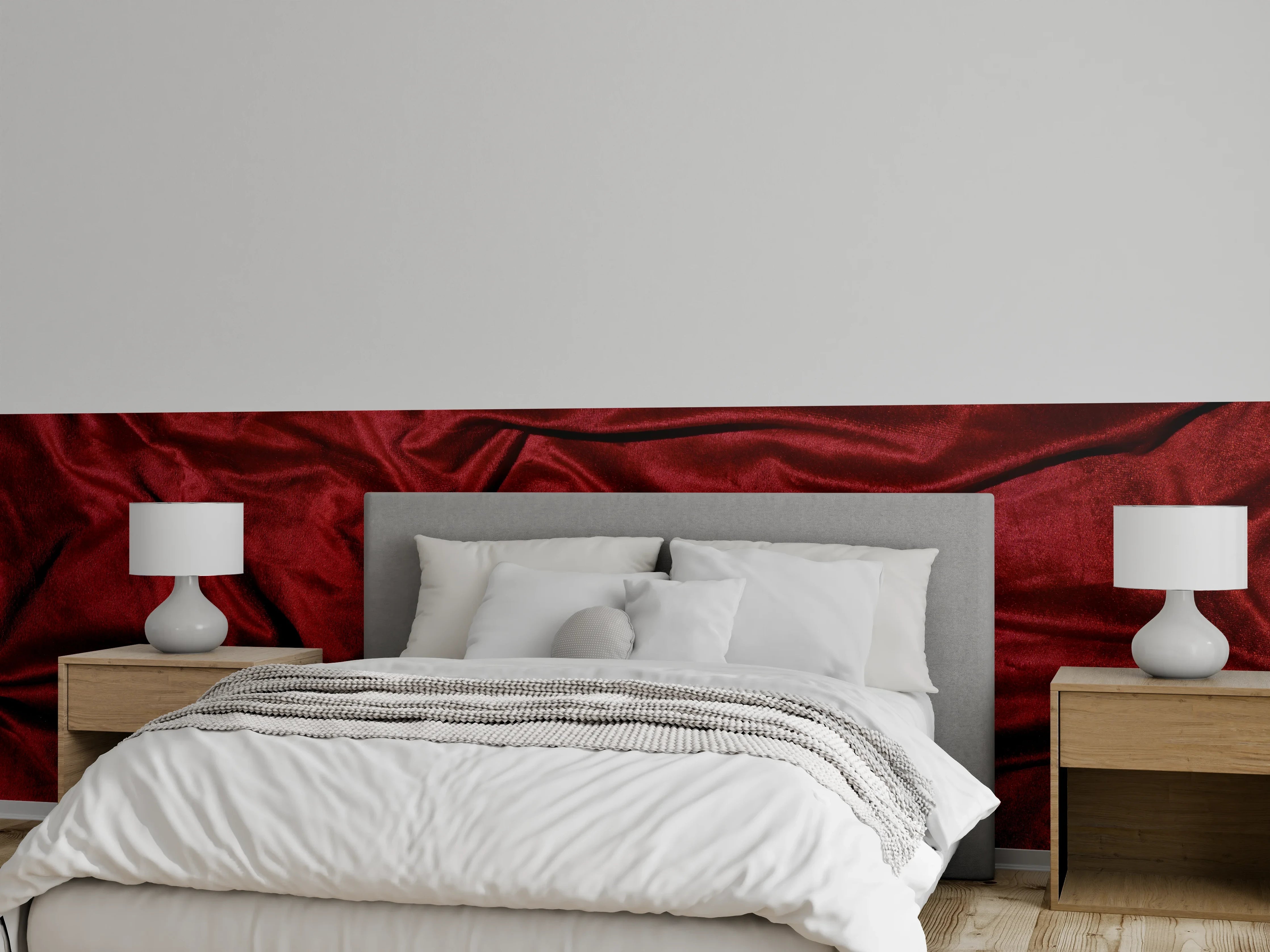 Wandverkleidung Schlafzimmer - Rote Satin Seide