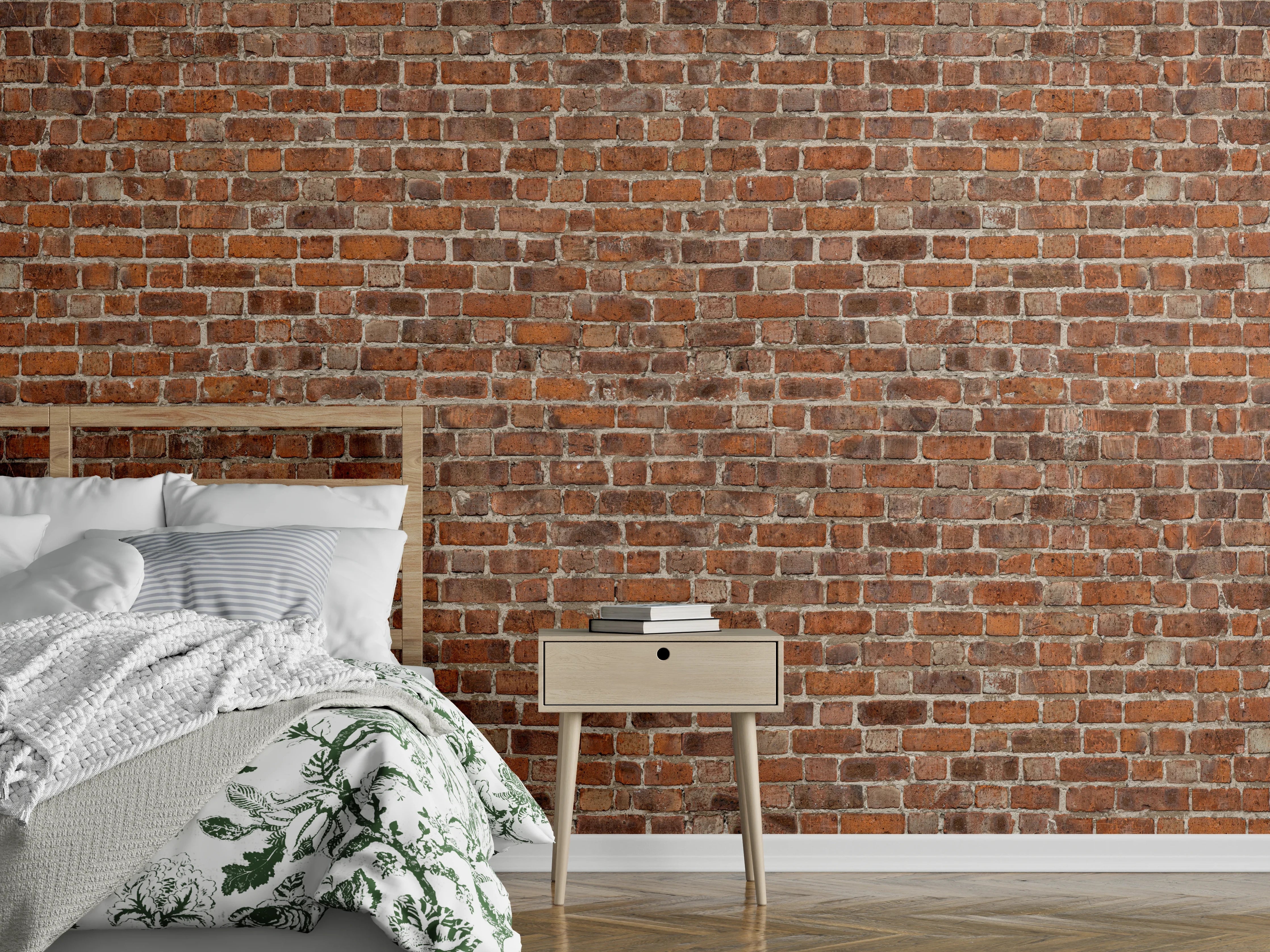 Wandverkleidung Schlafzimmer - Rote Vintage Ziegel Mauerwerk