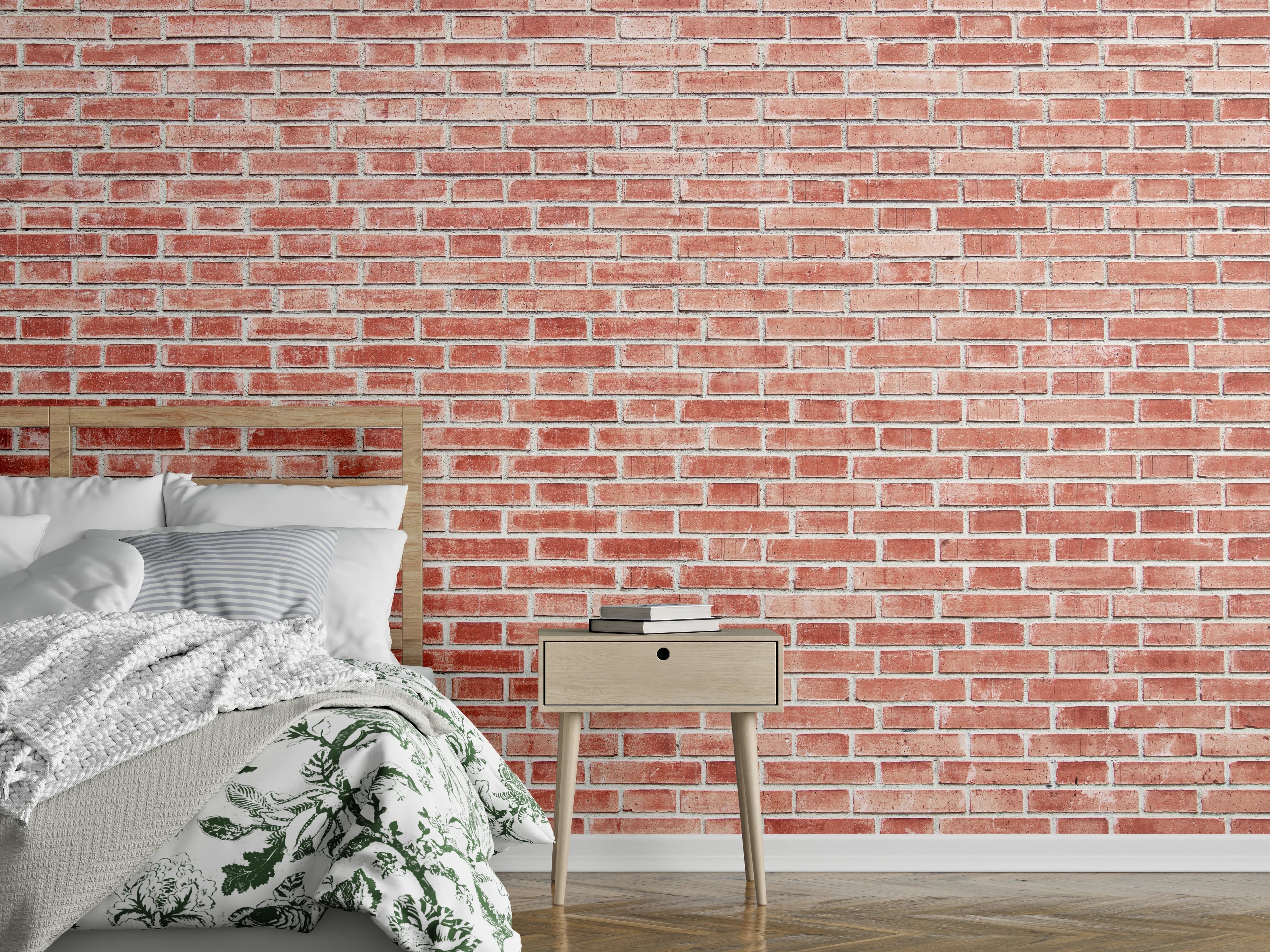 Wandverkleidung Schlafzimmer - Rote rissige Backsteinmauertextur
