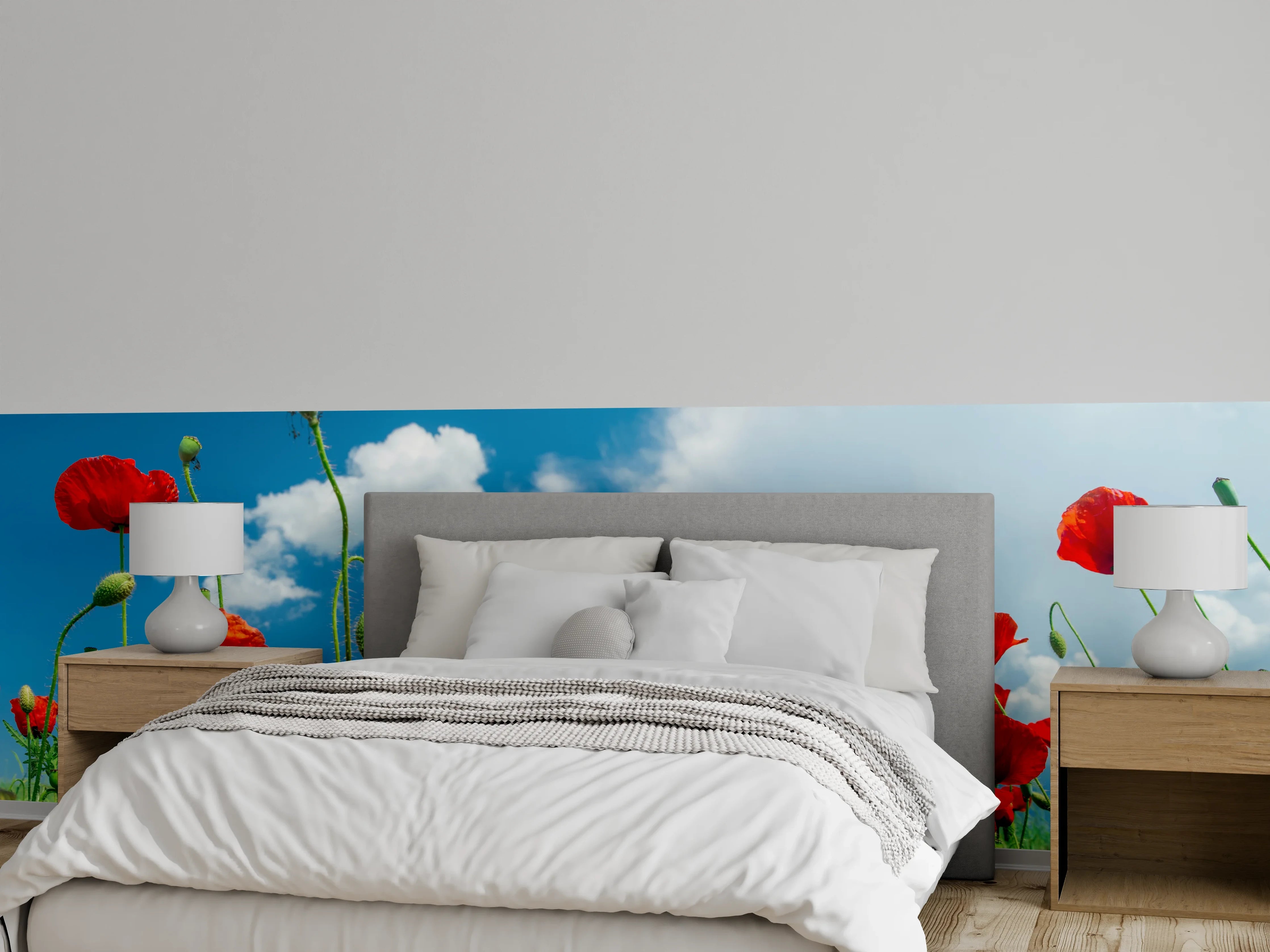Wandverkleidung Schlafzimmer - Rotes Mohnblumenfeld
