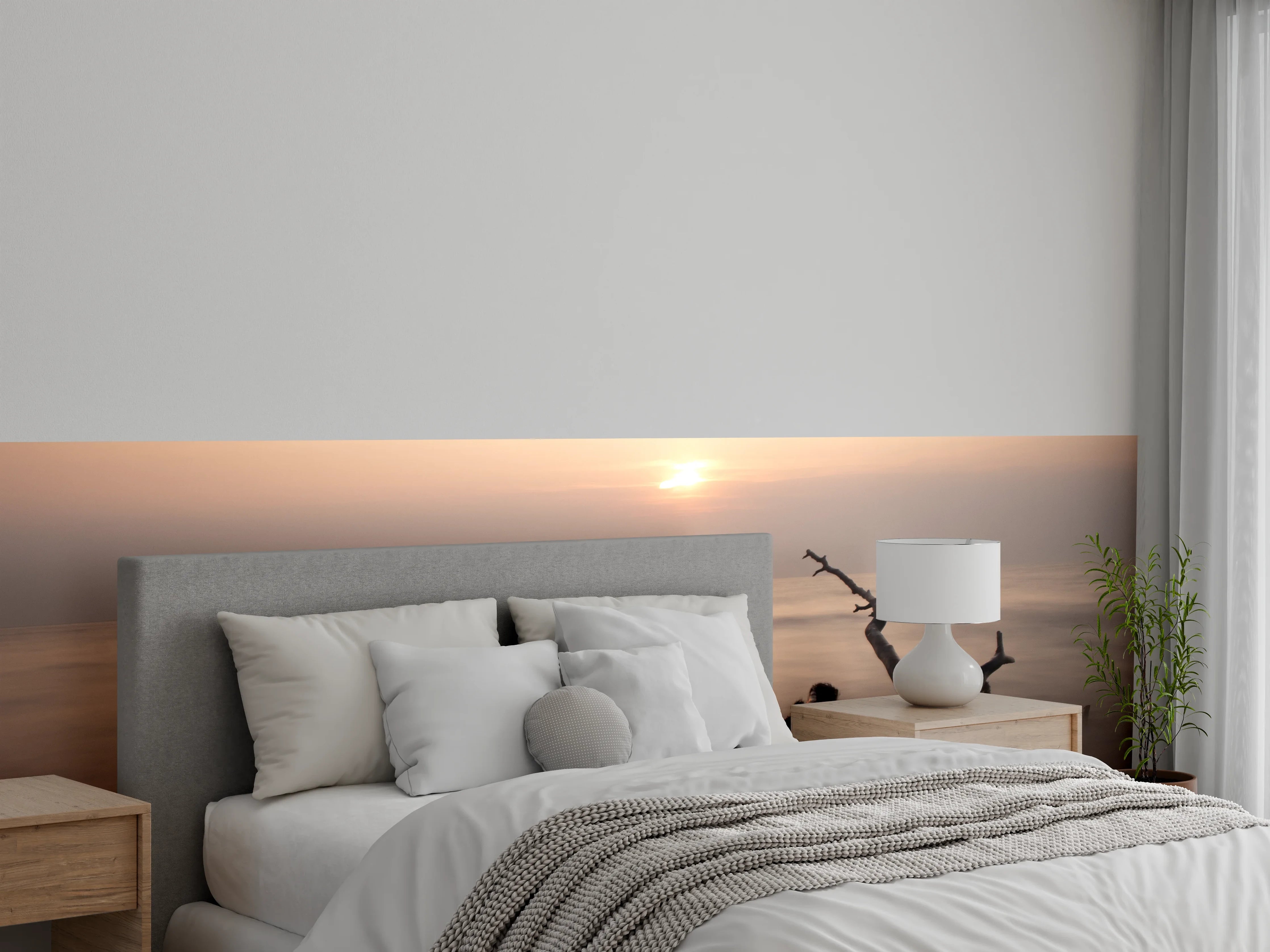 Wandverkleidung Schlafzimmer - Ruhiger Sonnenuntergang am Meer