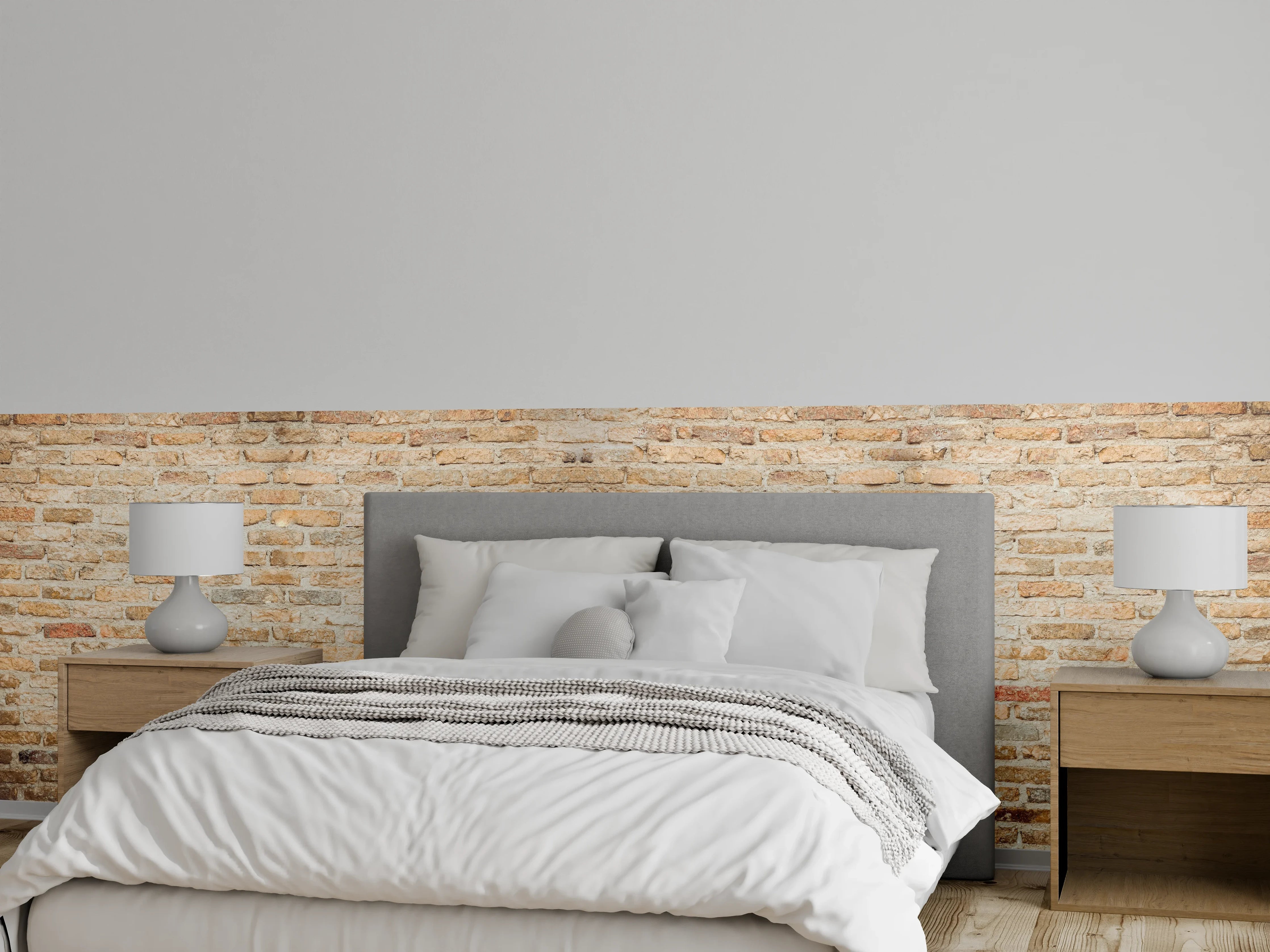 Wandverkleidung Schlafzimmer - Rustikale Backsteinmauer