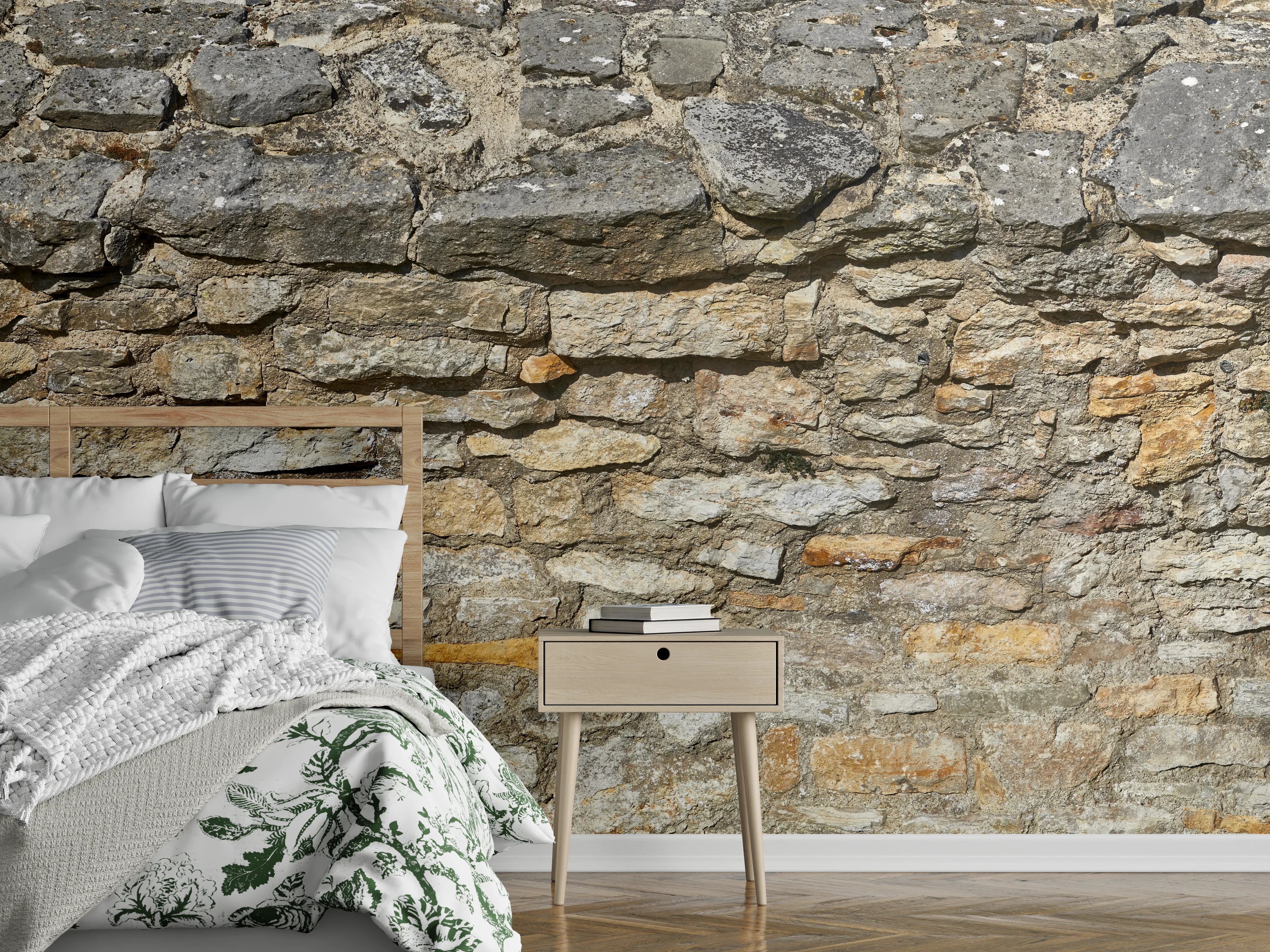 Wandverkleidung Schlafzimmer - Rustikale Burgmauer