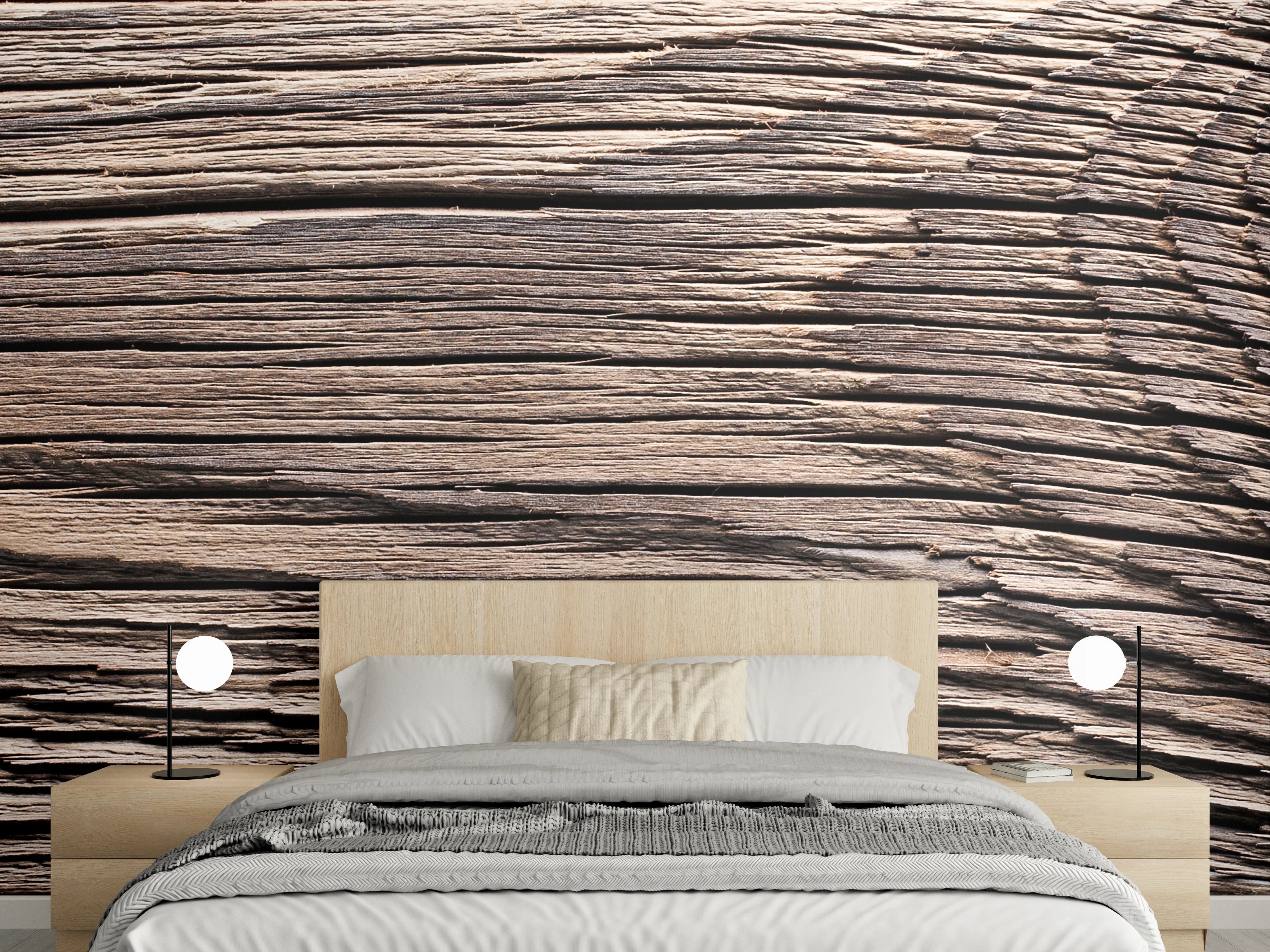 Wandverkleidung Schlafzimmer - Rustikale Holzmaserung mit warmen Tönen