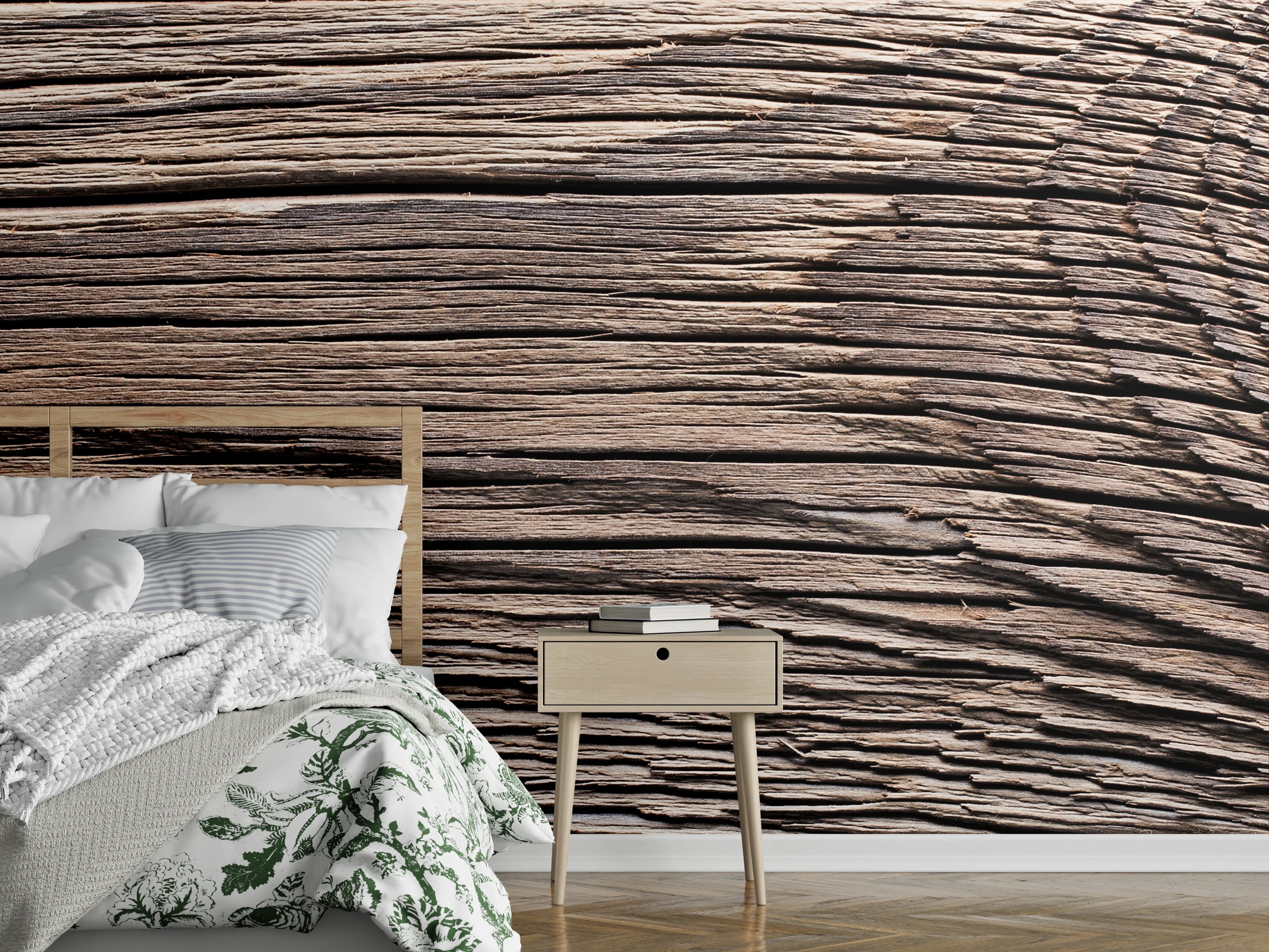 Wandverkleidung Schlafzimmer - Rustikale Holzmaserung mit warmen Tönen