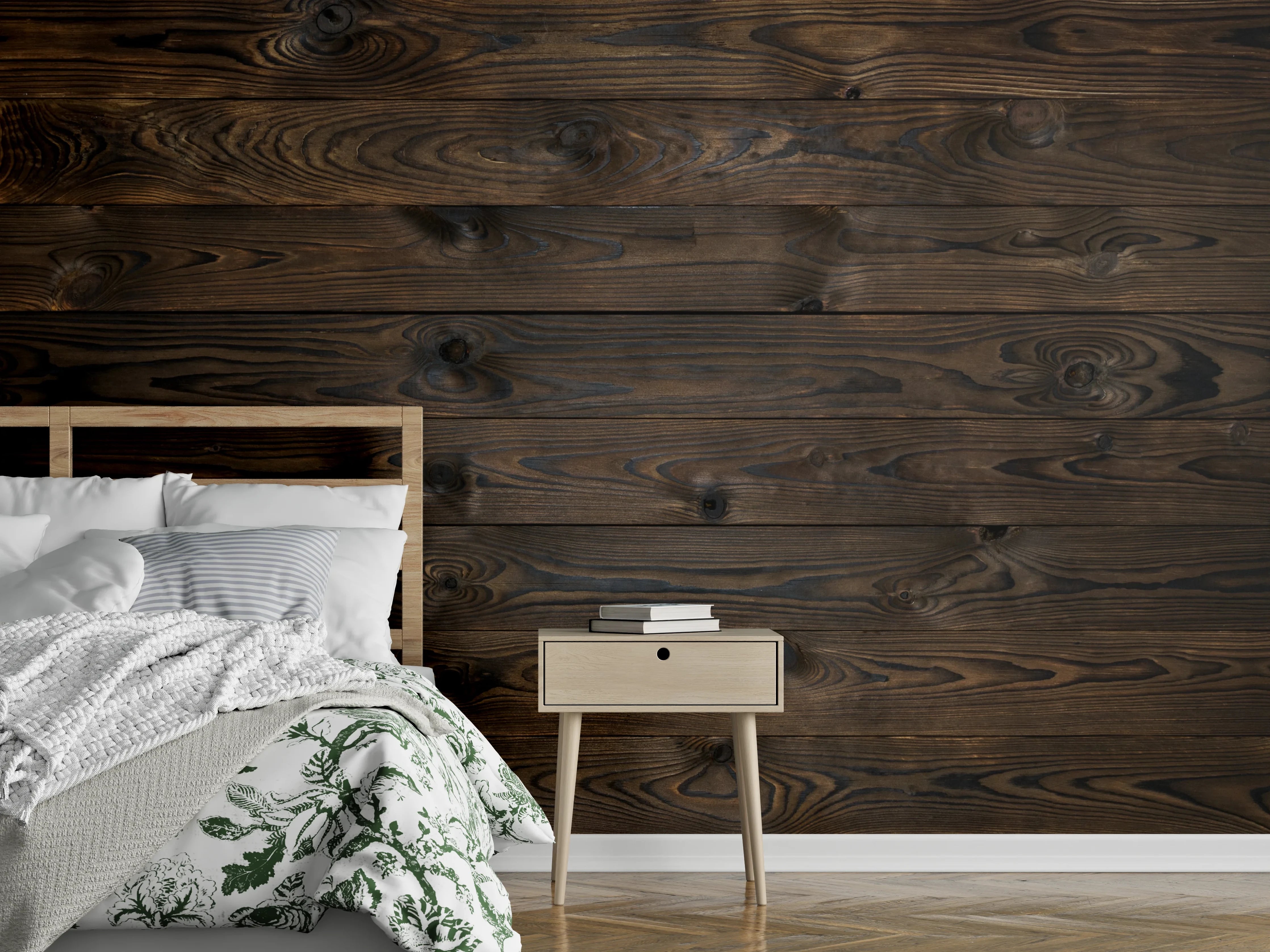 Wandverkleidung Schlafzimmer - Rustikale Holzoptik Wanddeko Braun