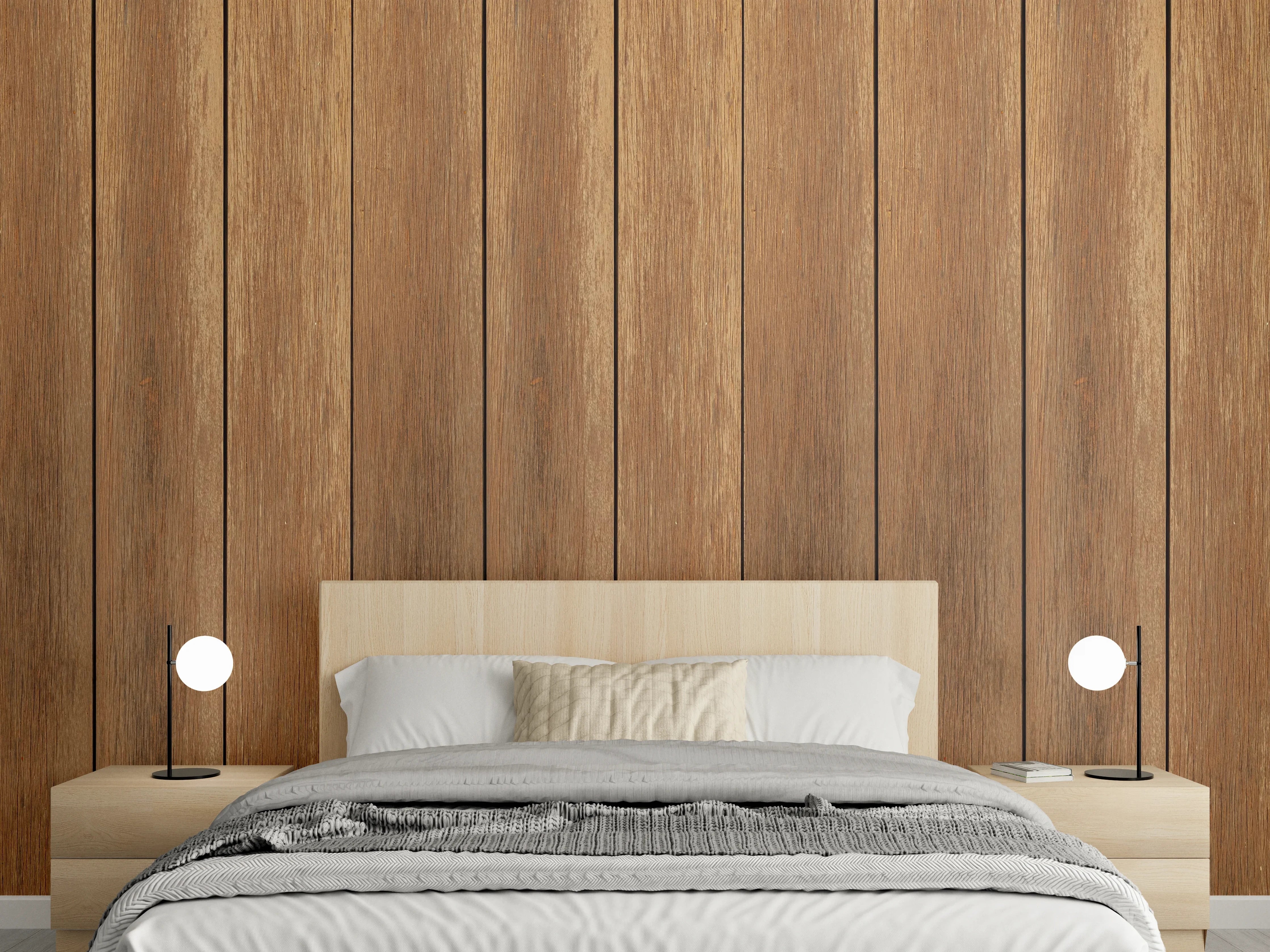 Wandverkleidung Schlafzimmer - Rustikale Holzoptik Wandpaneel Braun