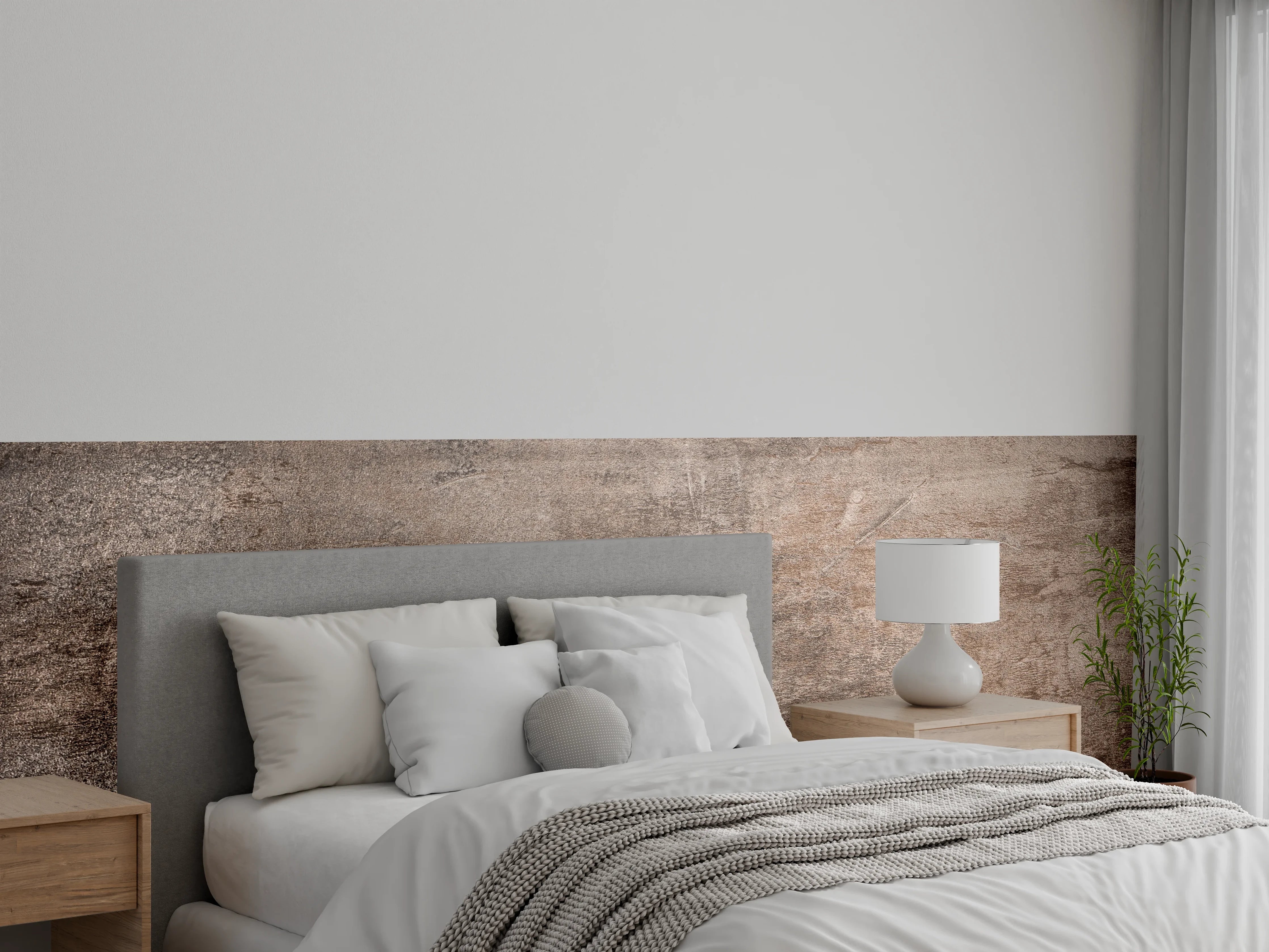 Wandverkleidung Schlafzimmer - Rustikale Holzoptik mit warmen Brauntönen
