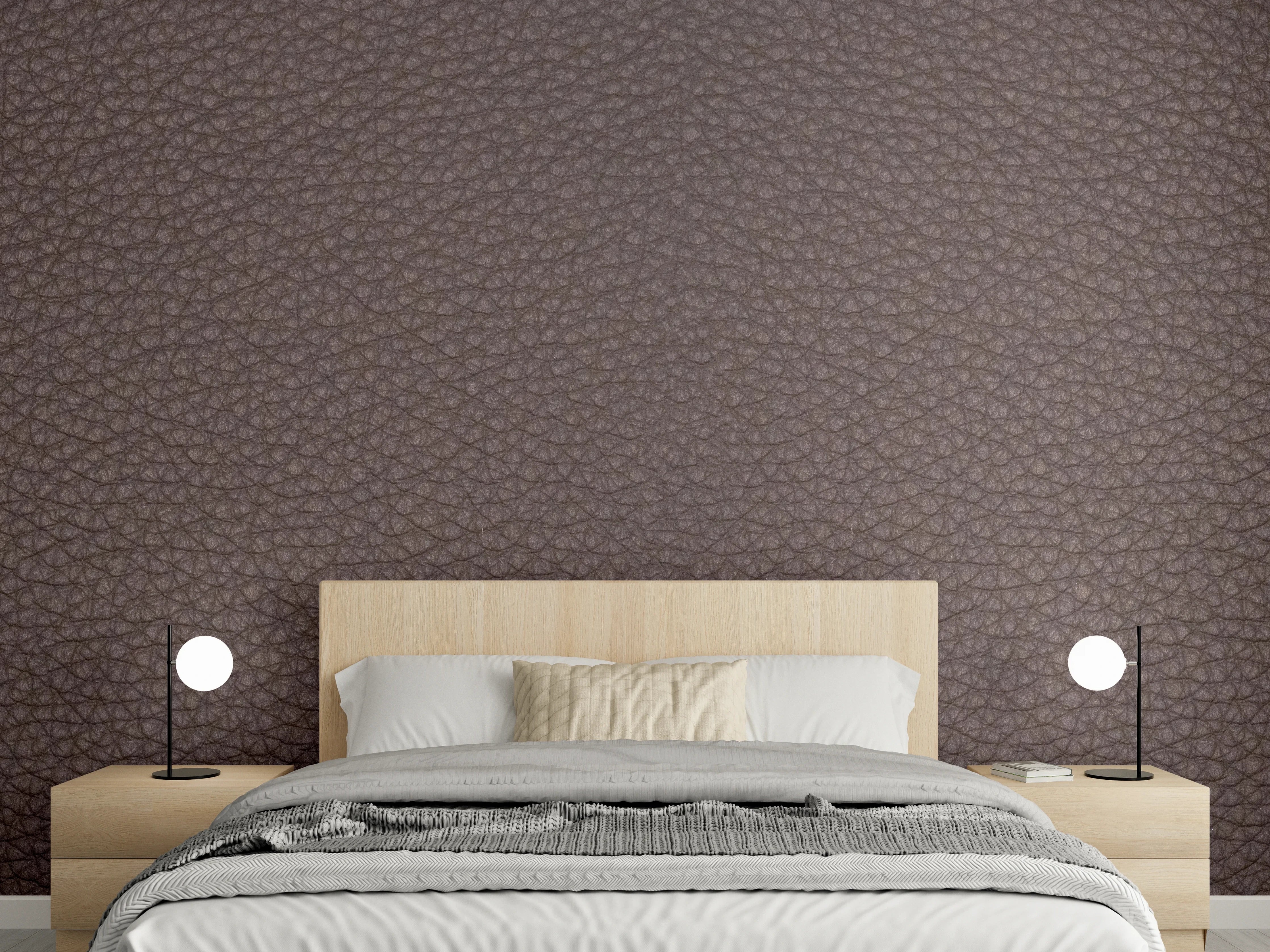 Wandverkleidung Schlafzimmer - Rustikales Dunkelbraun Leder