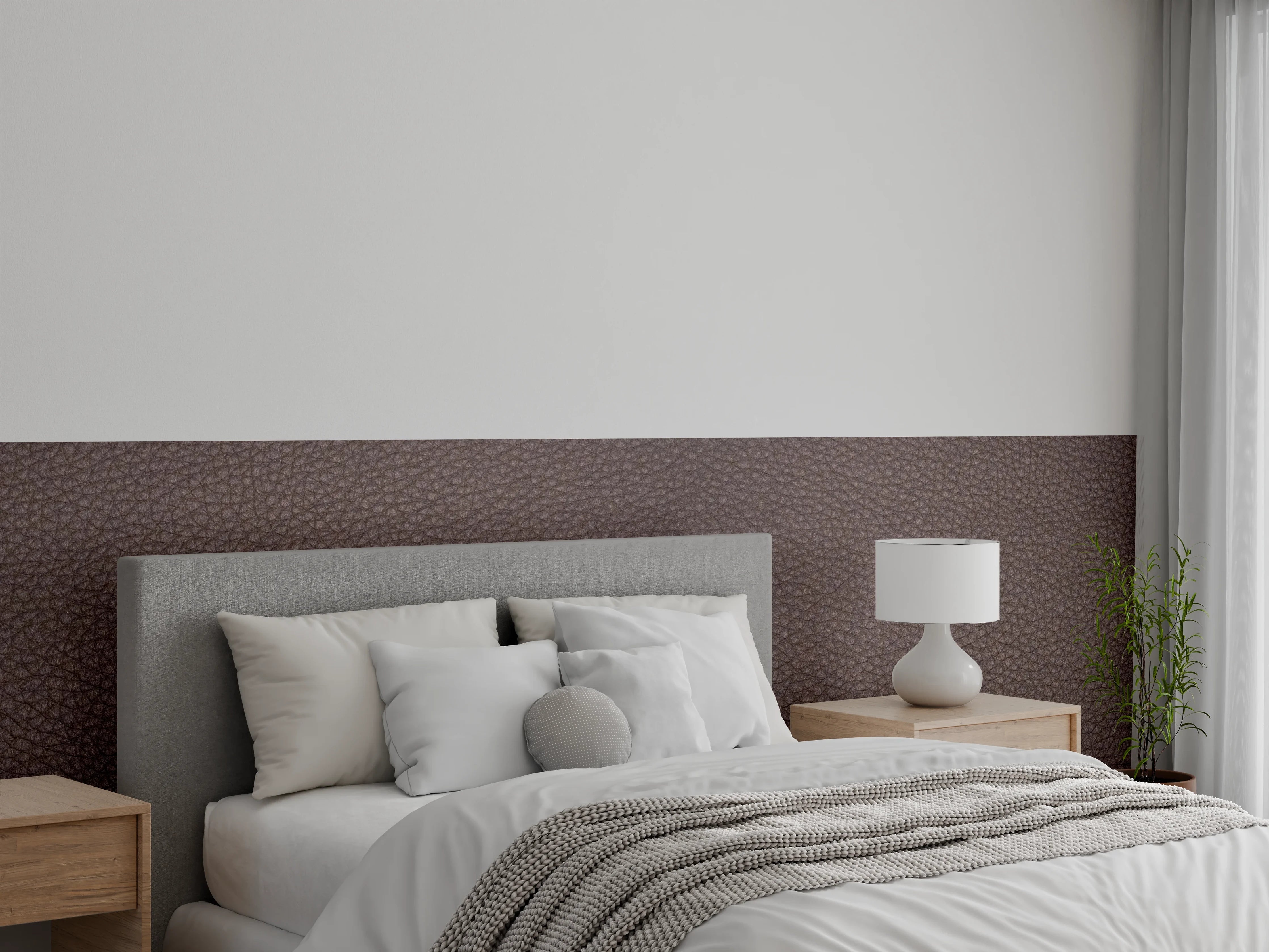 Wandverkleidung Schlafzimmer - Rustikales Dunkelbraun Leder