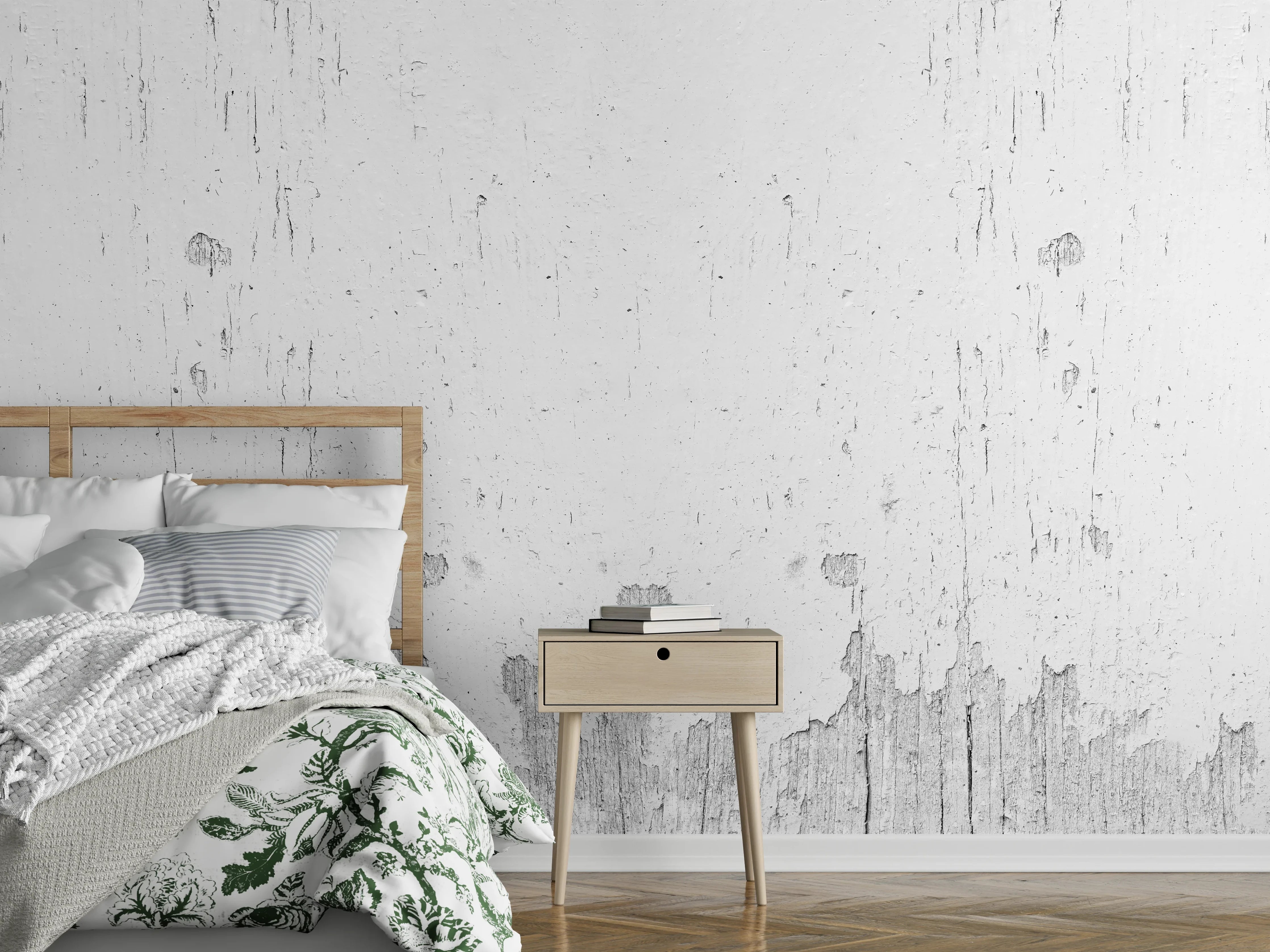 Wandverkleidung Schlafzimmer - Rustikales weiß lackiertes Holz