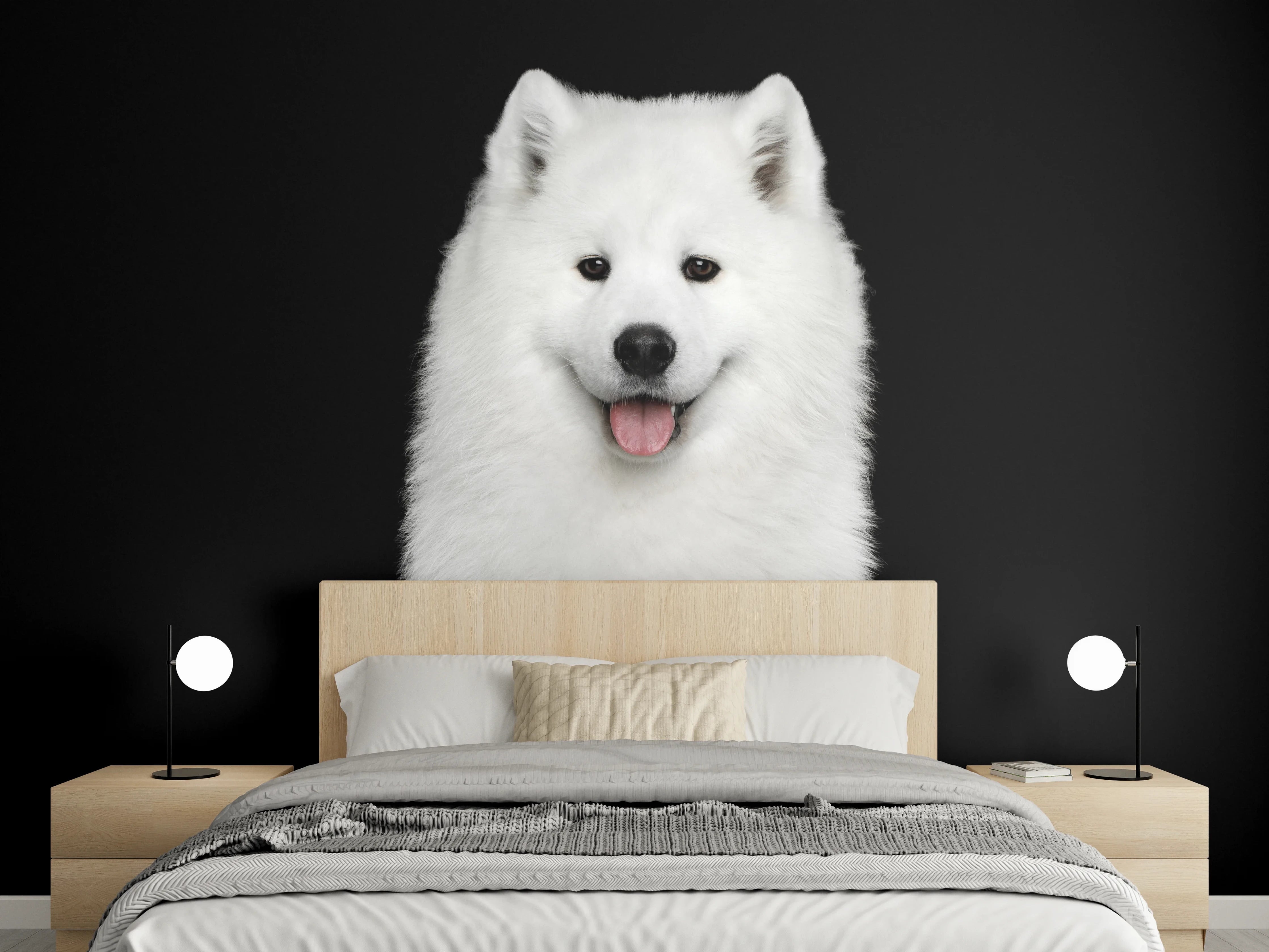 Wandverkleidung Schlafzimmer - Samojeden Hund