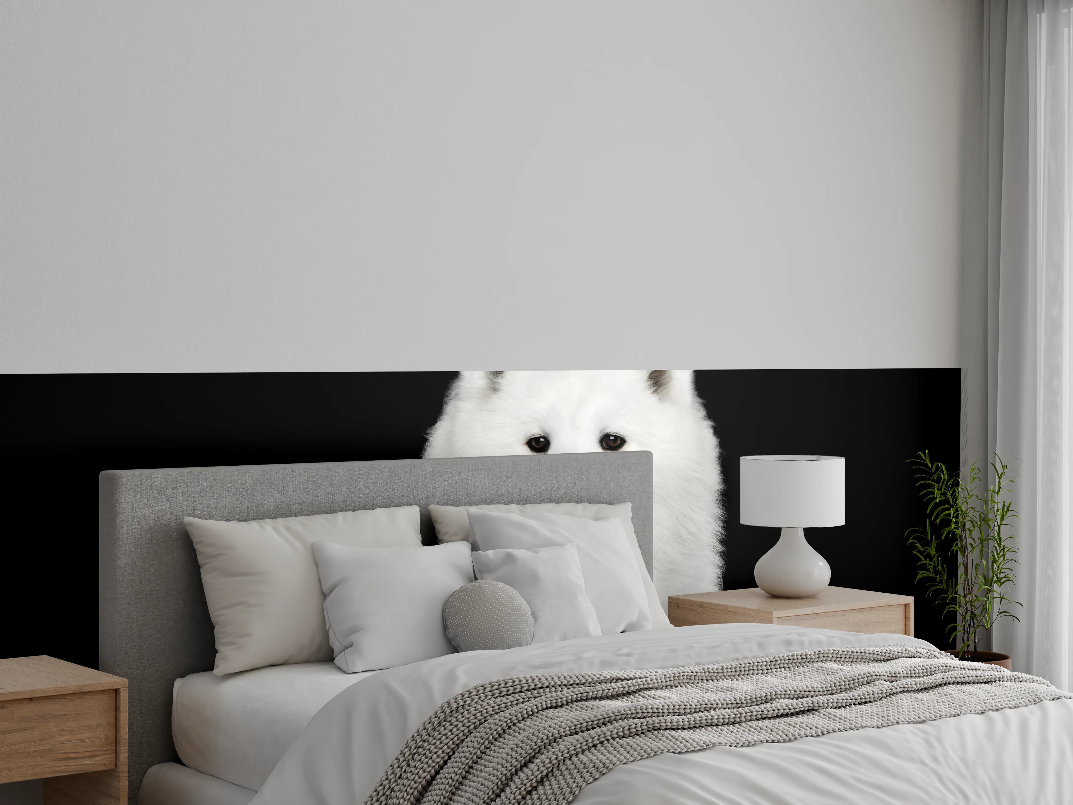 Wandverkleidung Schlafzimmer - Samojeden Hund