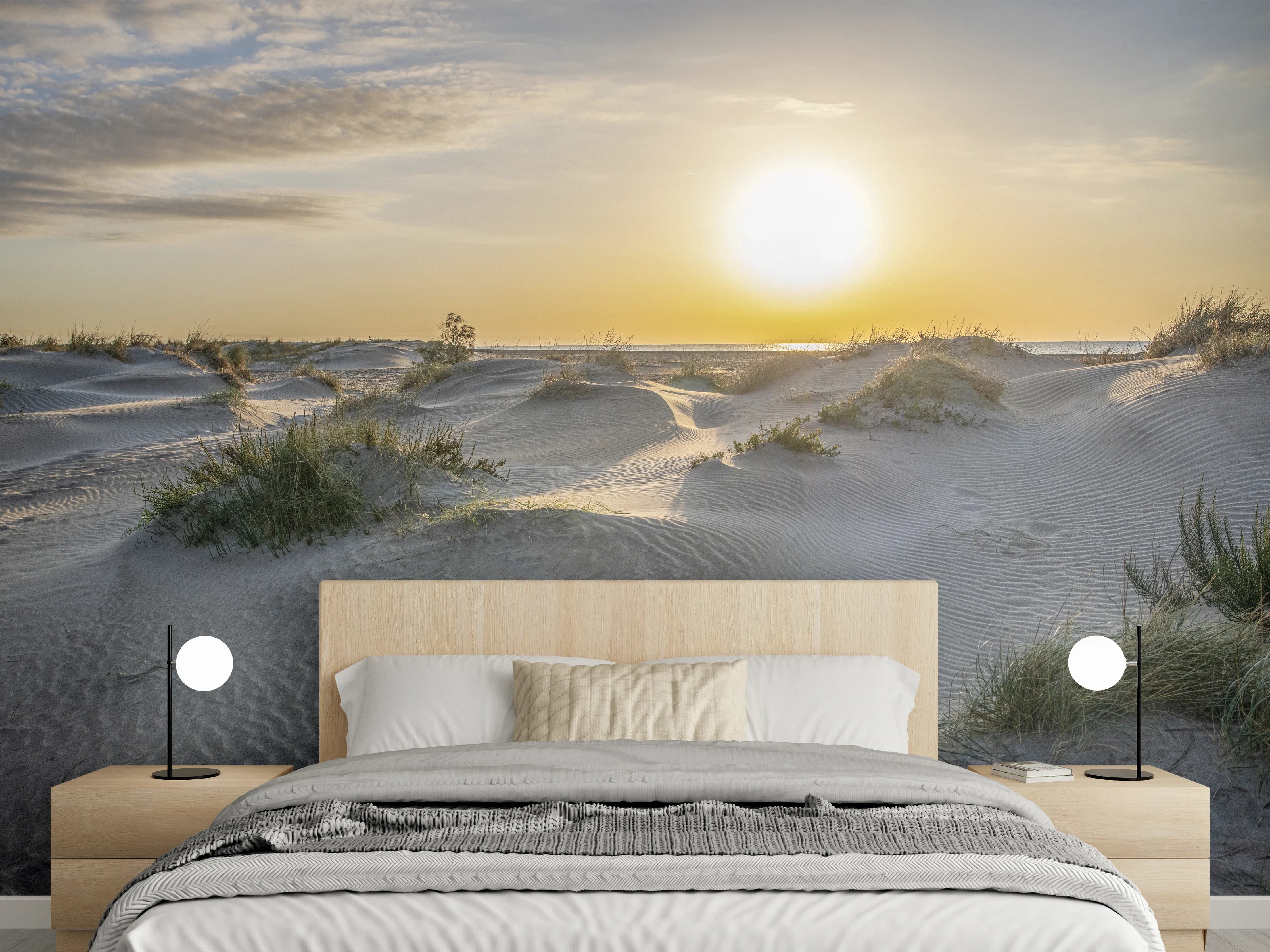 Wandverkleidung Schlafzimmer - Sanddünen Sonnenuntergang Küste