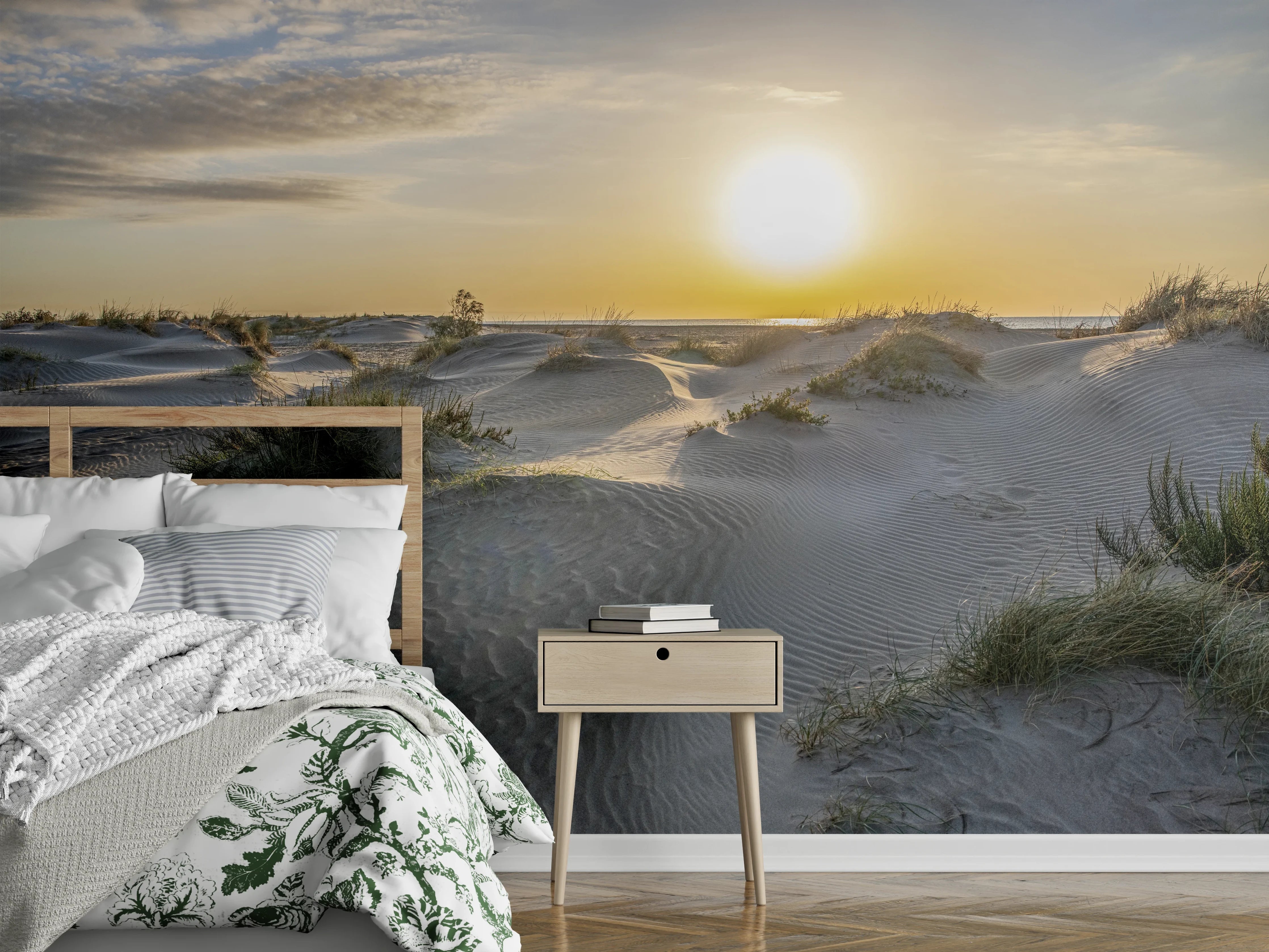 Wandverkleidung Schlafzimmer - Sanddünen Sonnenuntergang Küste