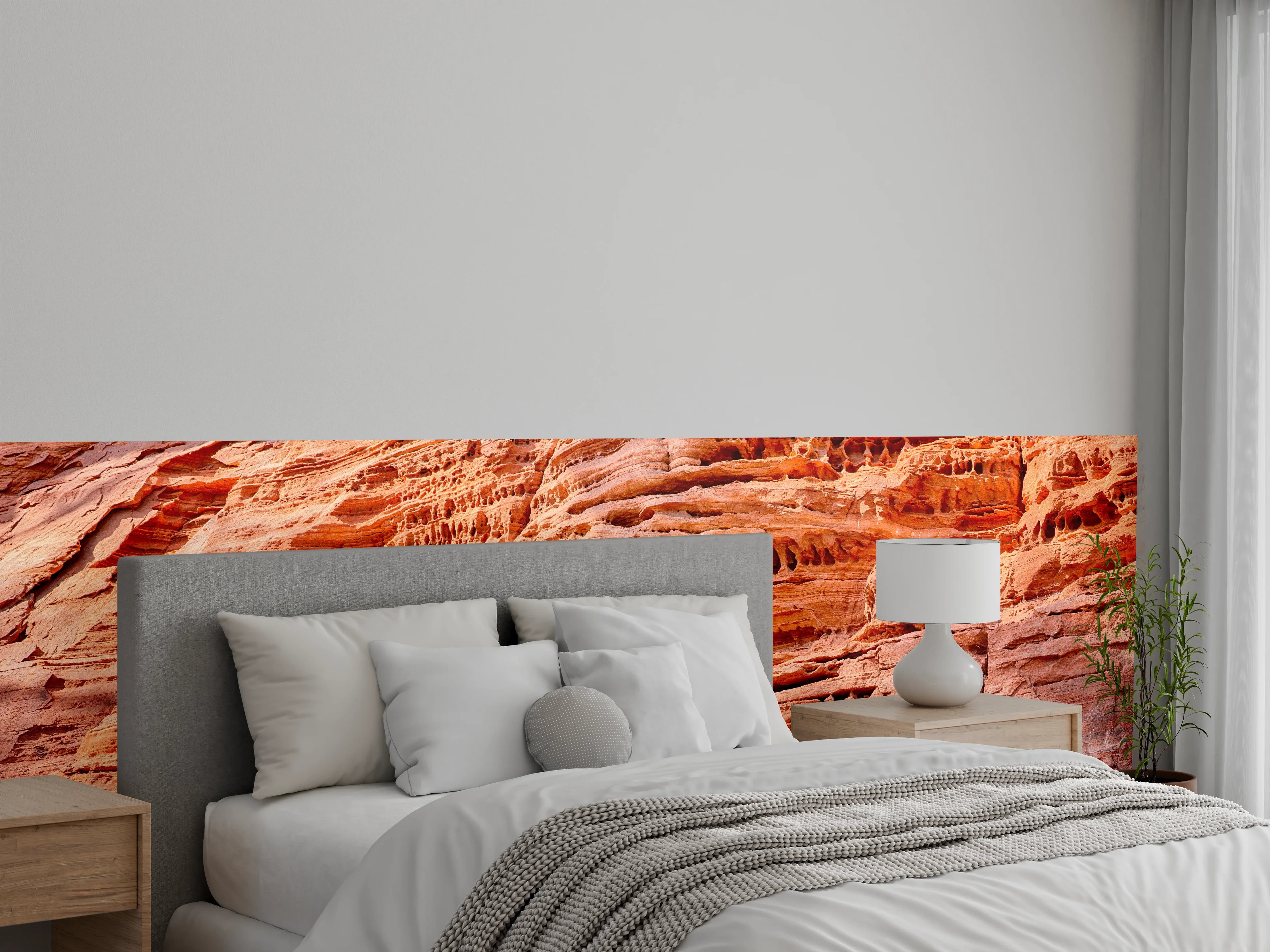 Wandverkleidung Schlafzimmer - Sandstein Felsstruktur Natur Orange