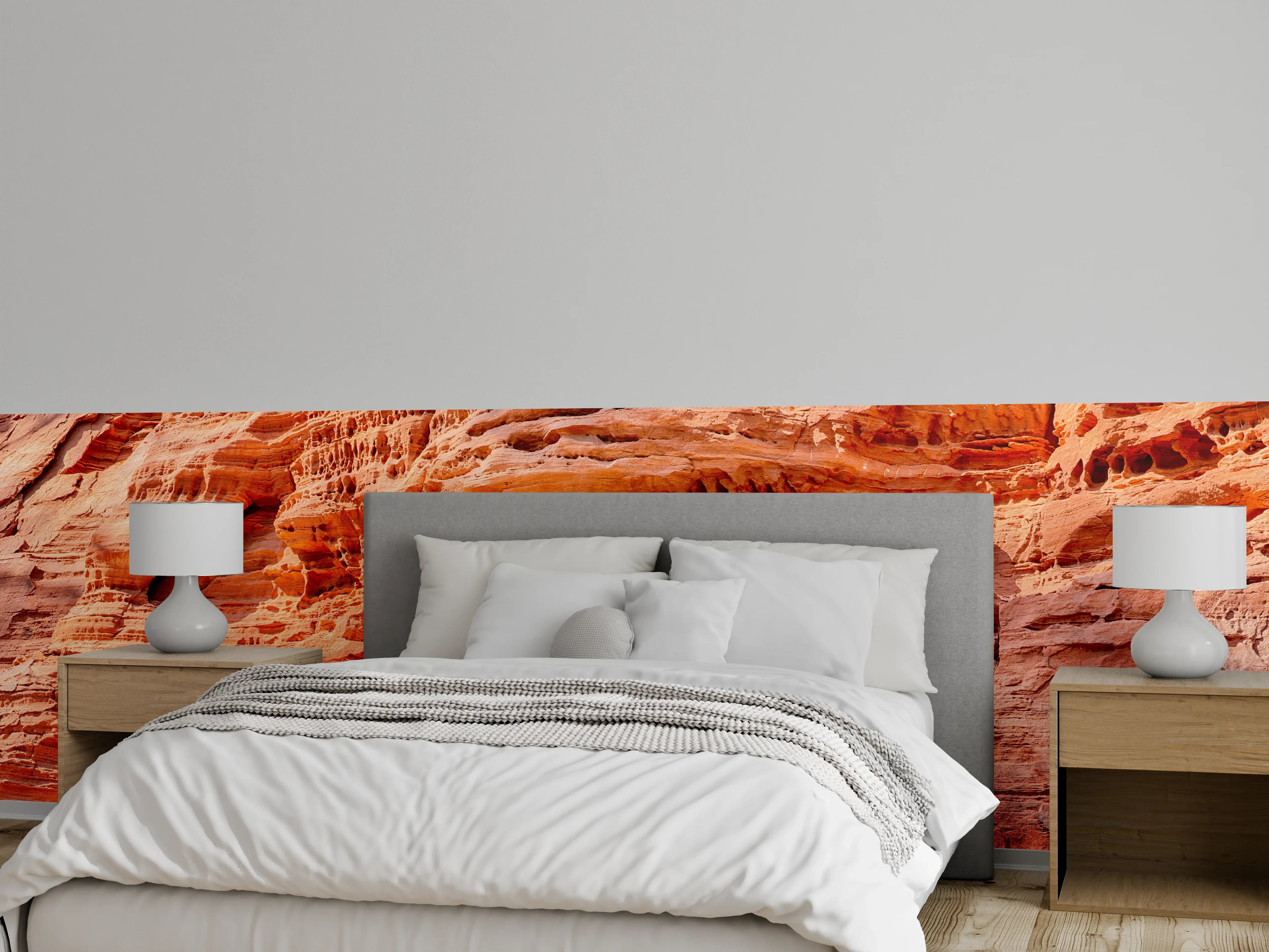Wandverkleidung Schlafzimmer - Sandstein Felsstruktur Natur Orange