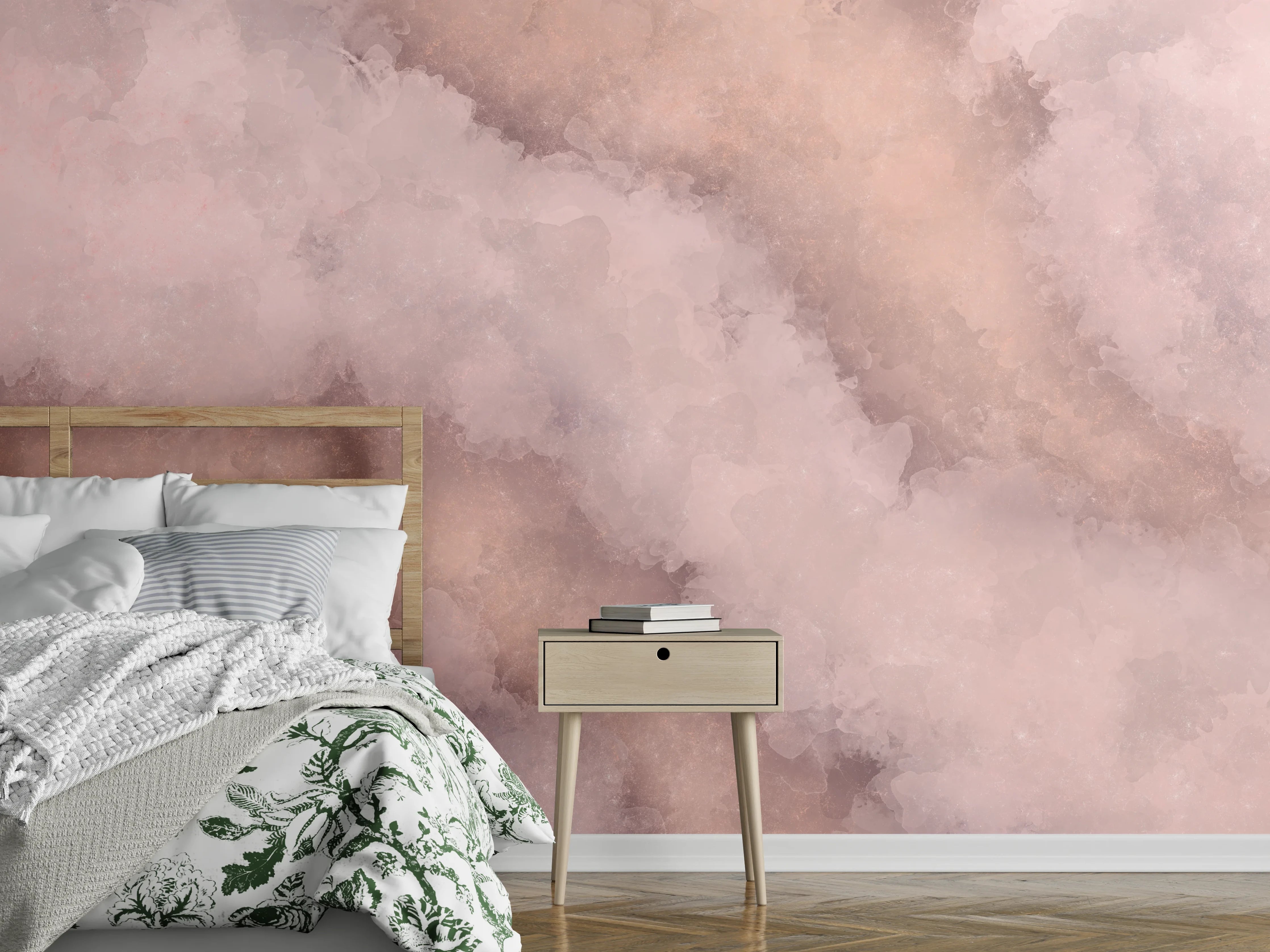 Wandverkleidung Schlafzimmer - Sanft-rosa Wolkenmarmorstruktur für Wände