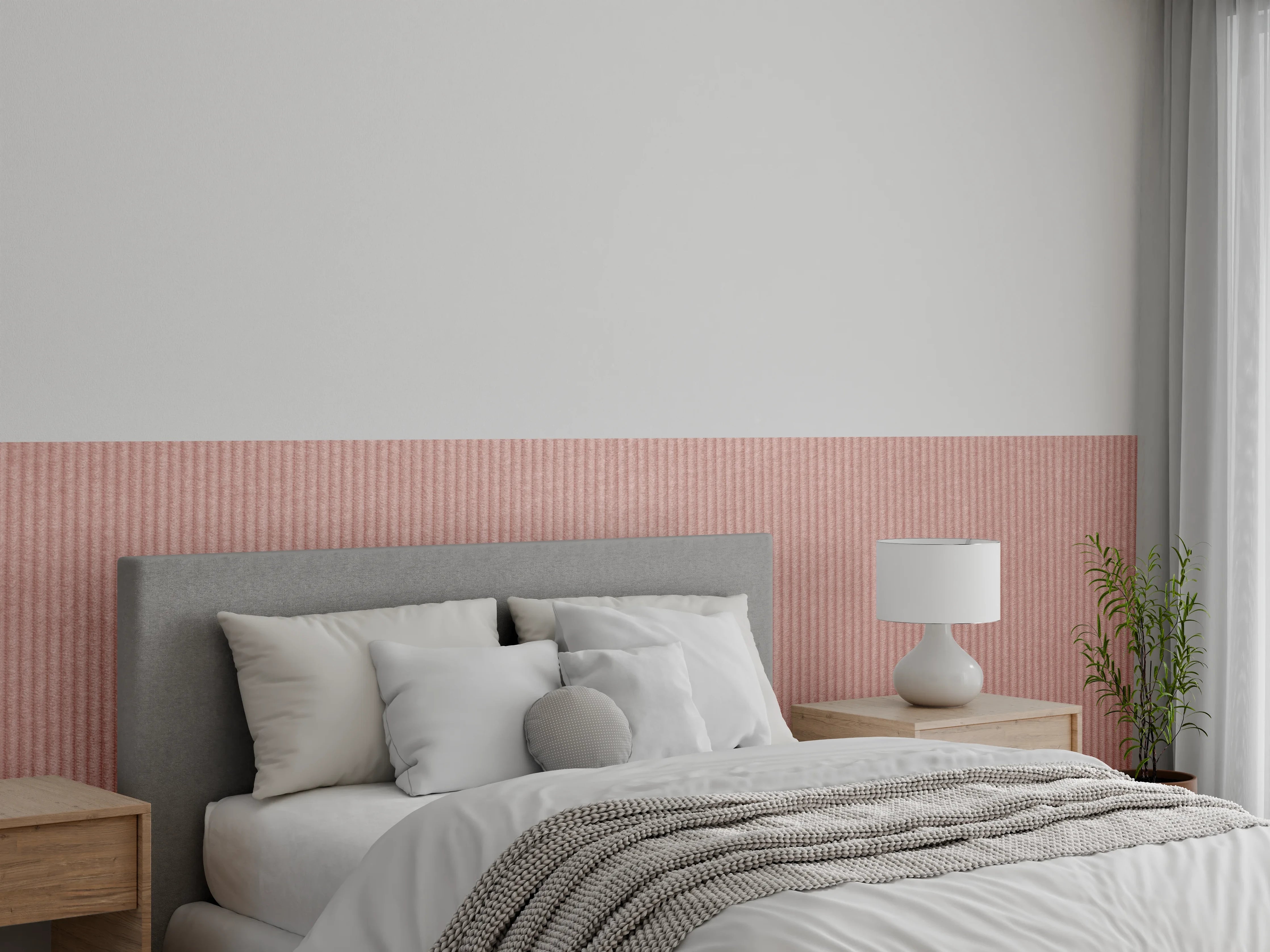 Wandverkleidung Schlafzimmer - Sanft strukturierter Uni-Rosé Hintergrund