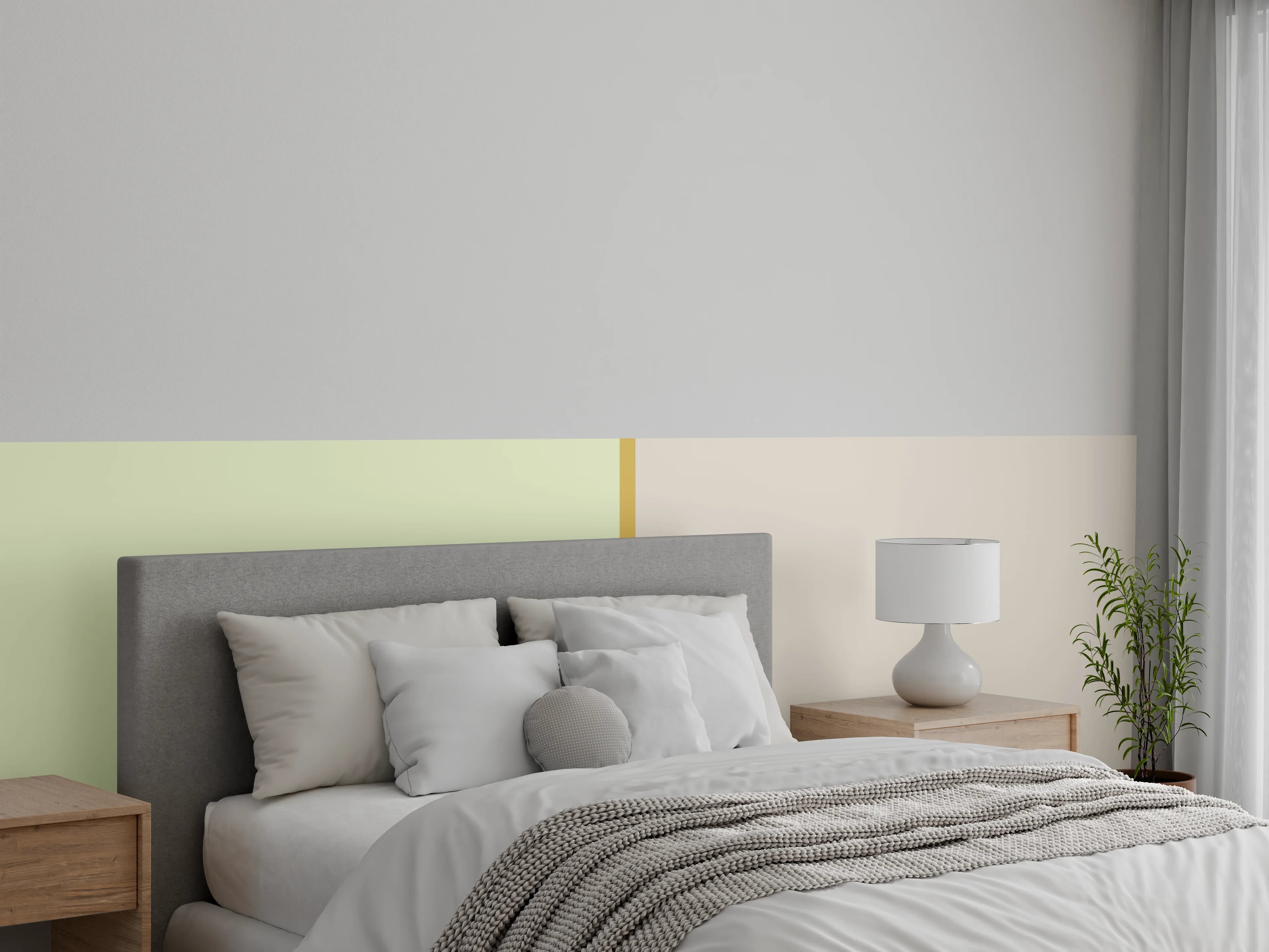 Wandverkleidung Schlafzimmer - Sanfte Beige- und Grüntöne