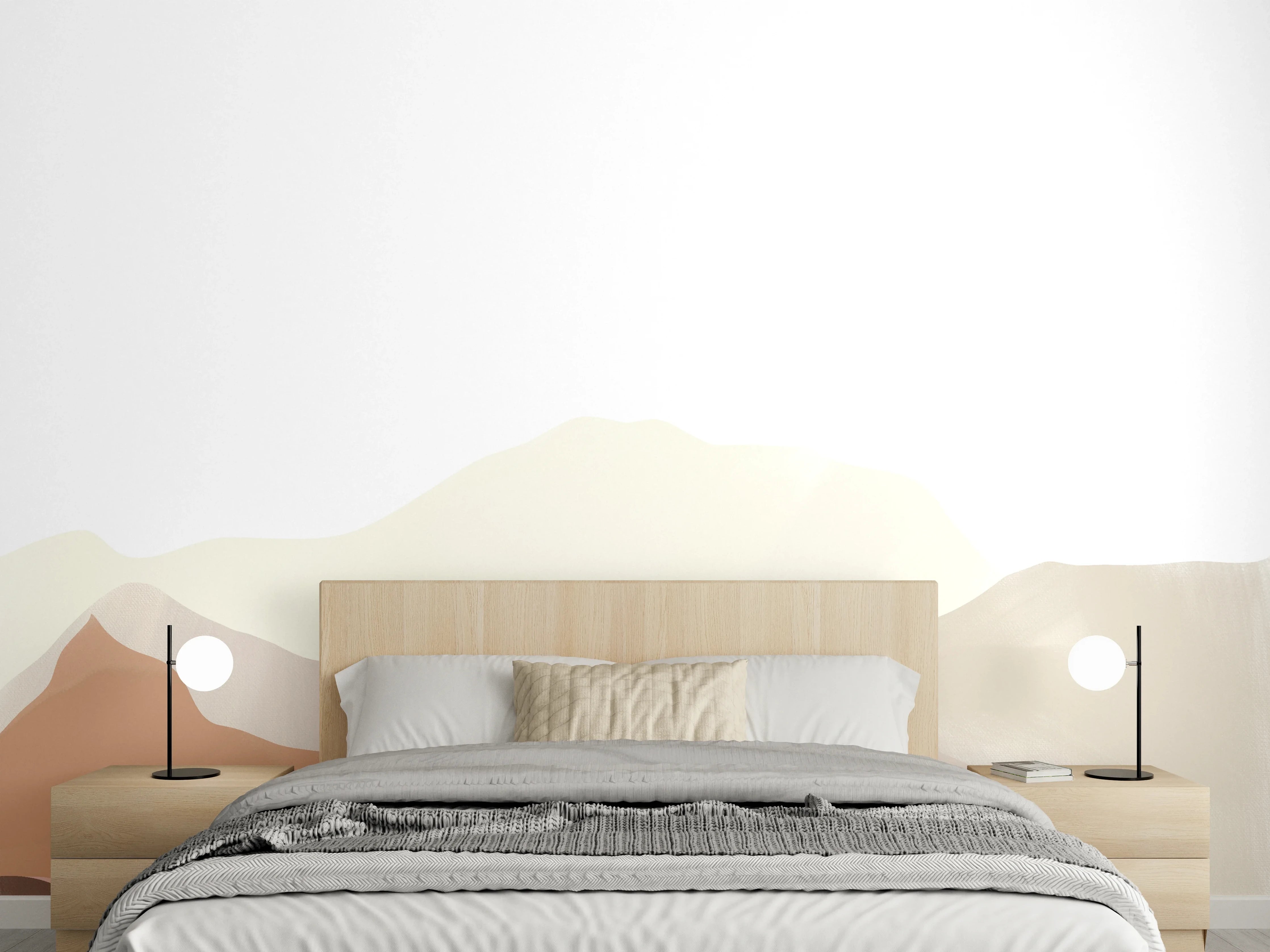 Wandverkleidung Schlafzimmer - Sanfte Beige-Braun-Berge Abstrakt