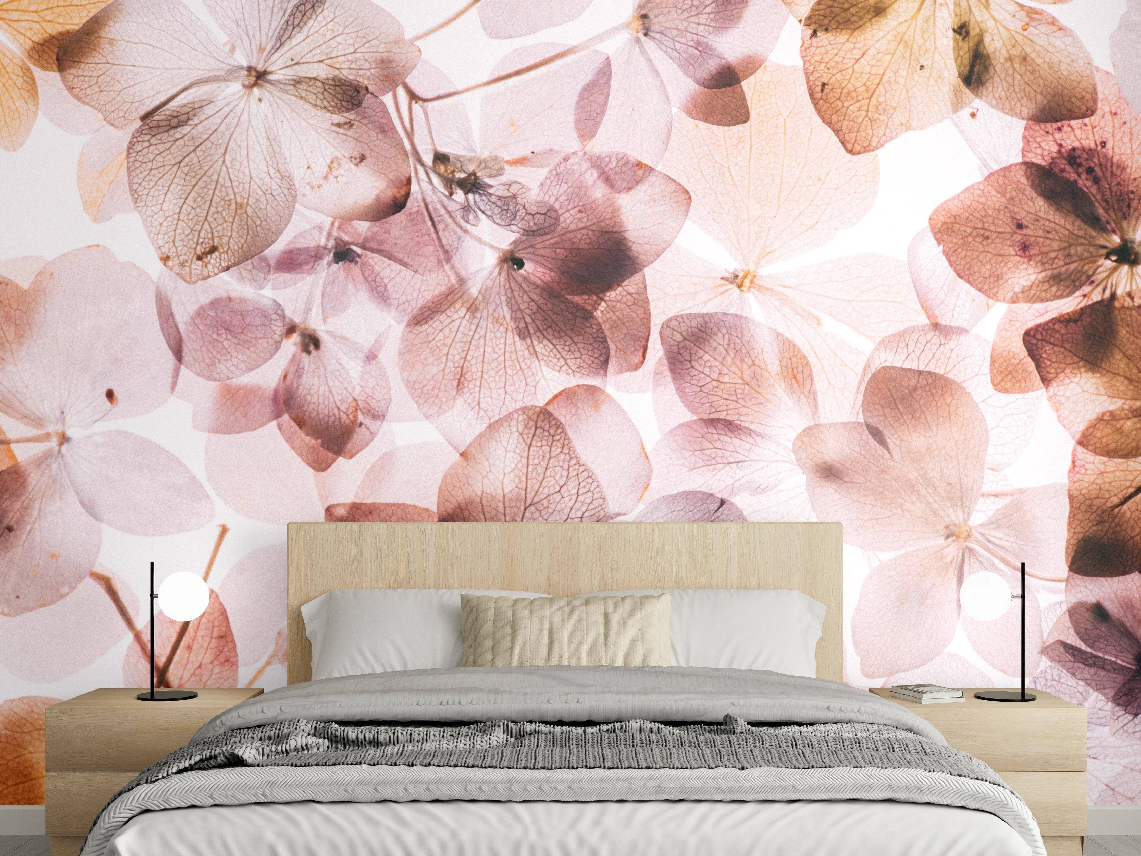 Wandverkleidung Schlafzimmer - Sanfte Blüten in Pastell Aquarell