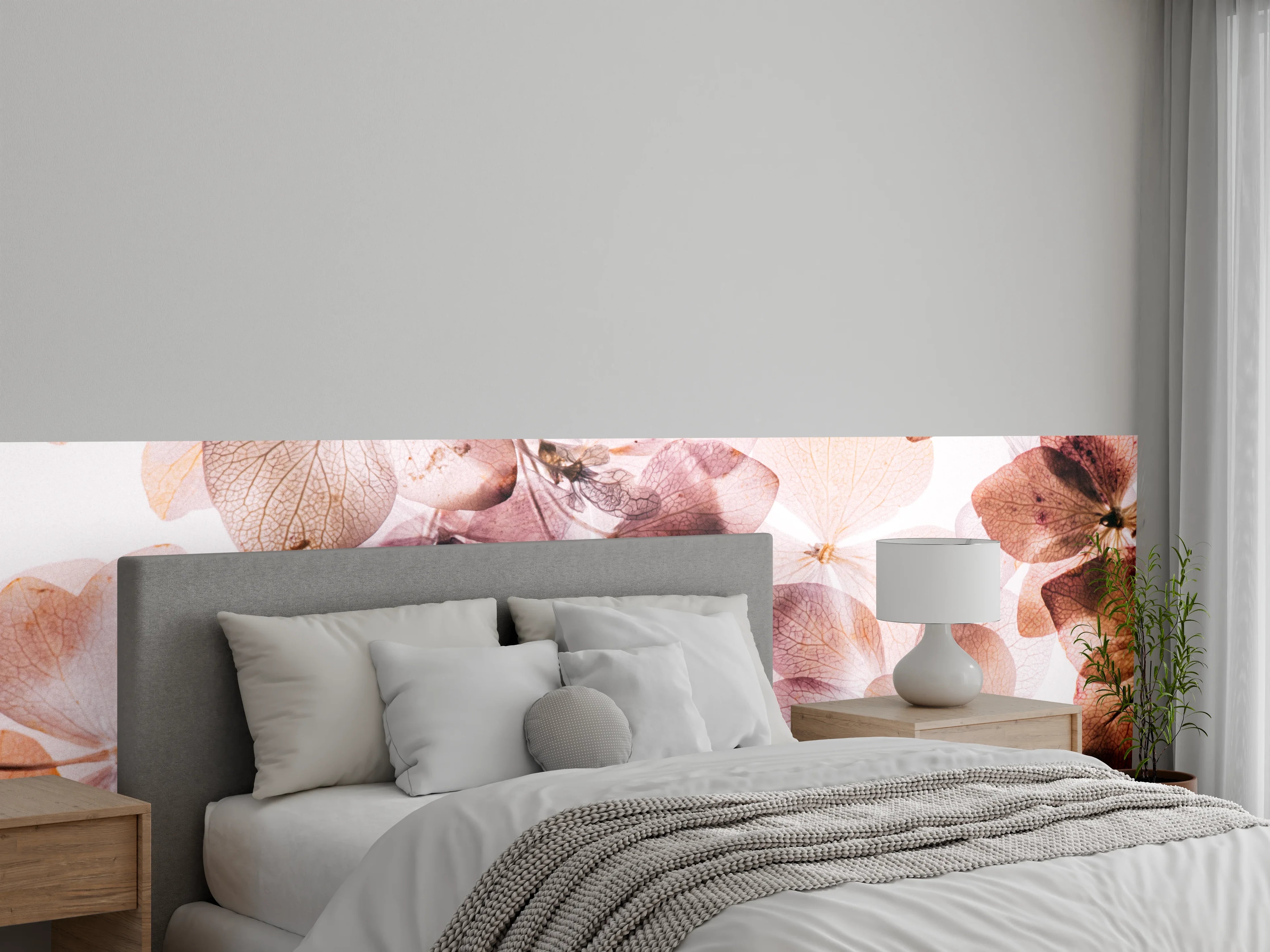 Wandverkleidung Schlafzimmer - Sanfte Blüten in Pastell Aquarell