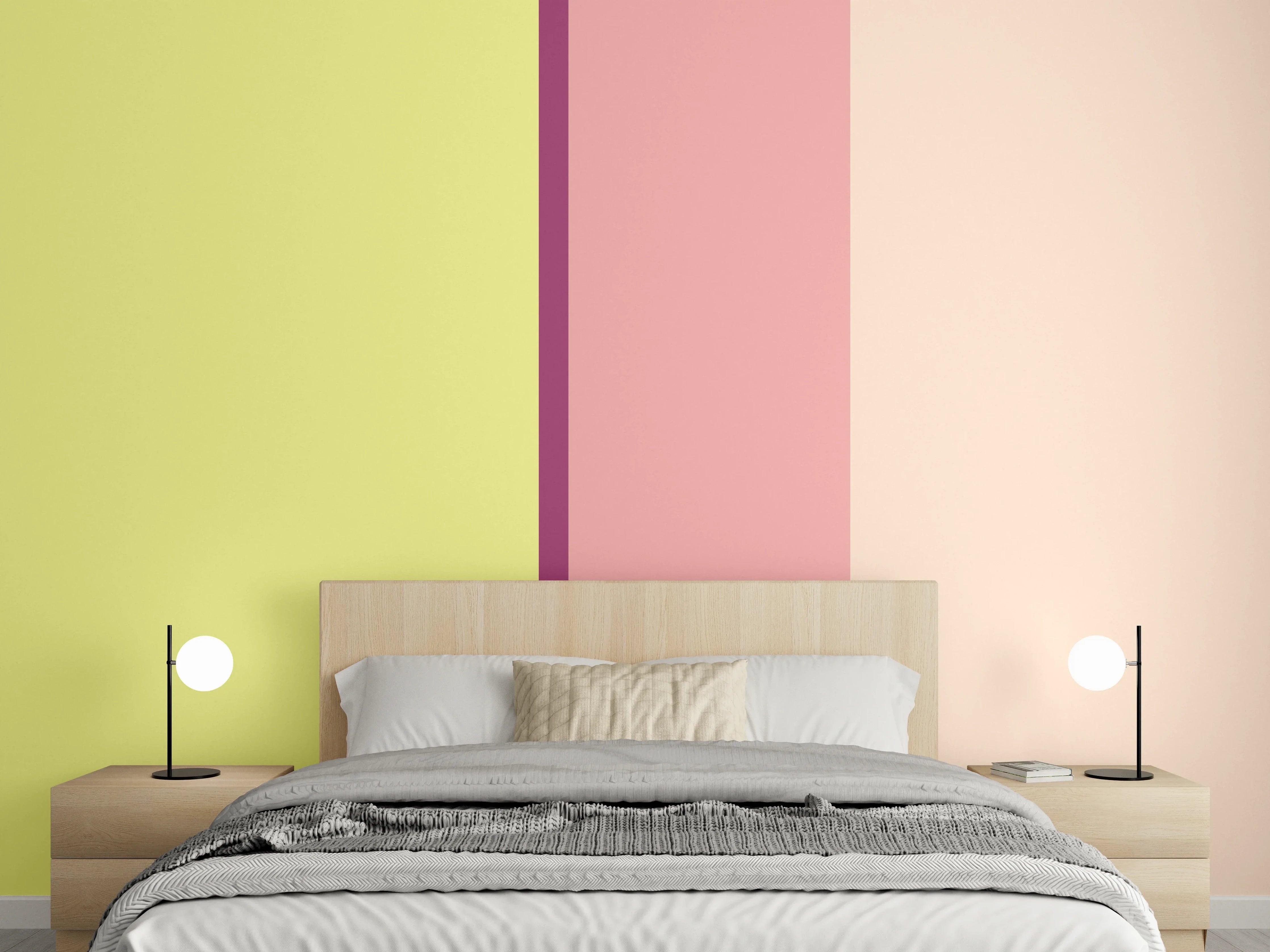 Wandverkleidung Schlafzimmer - Sanfte Farbtrennung Pastell Wanddesign