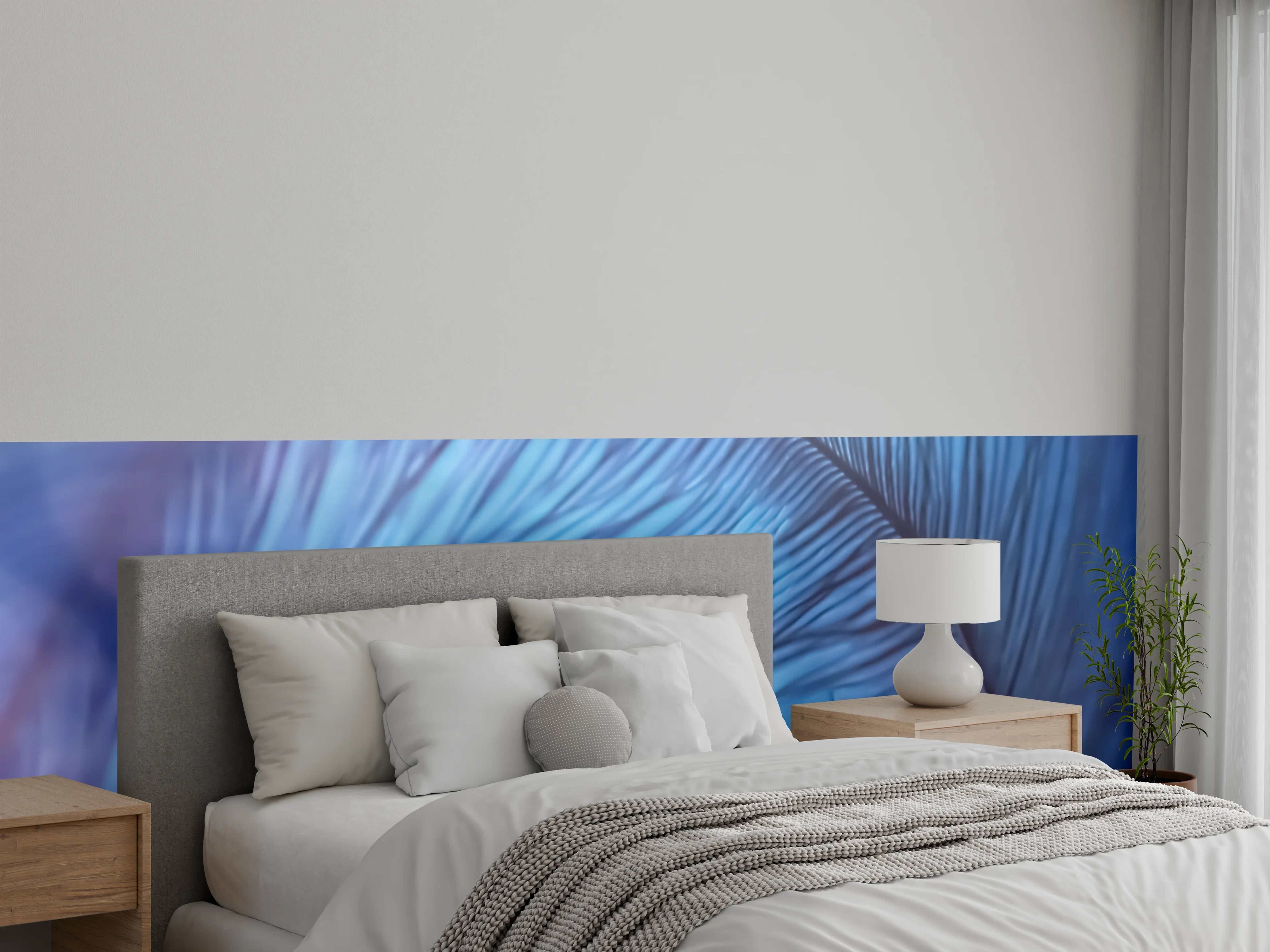 Wandverkleidung Schlafzimmer - Sanfte Feder, beruhigendes Blaulicht