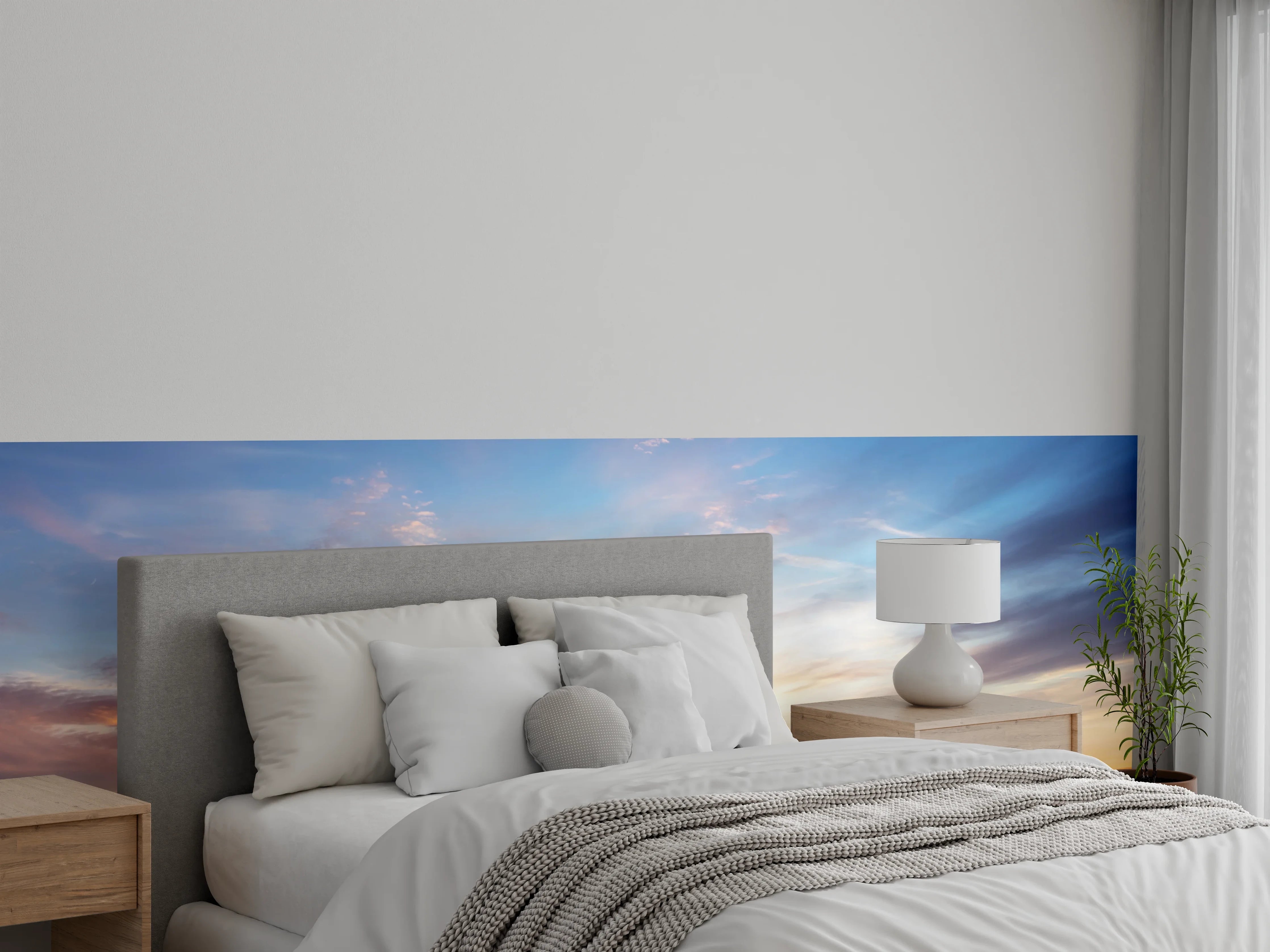 Wandverkleidung Schlafzimmer - Sanfte Morgenwolken und Sonnenaufgang