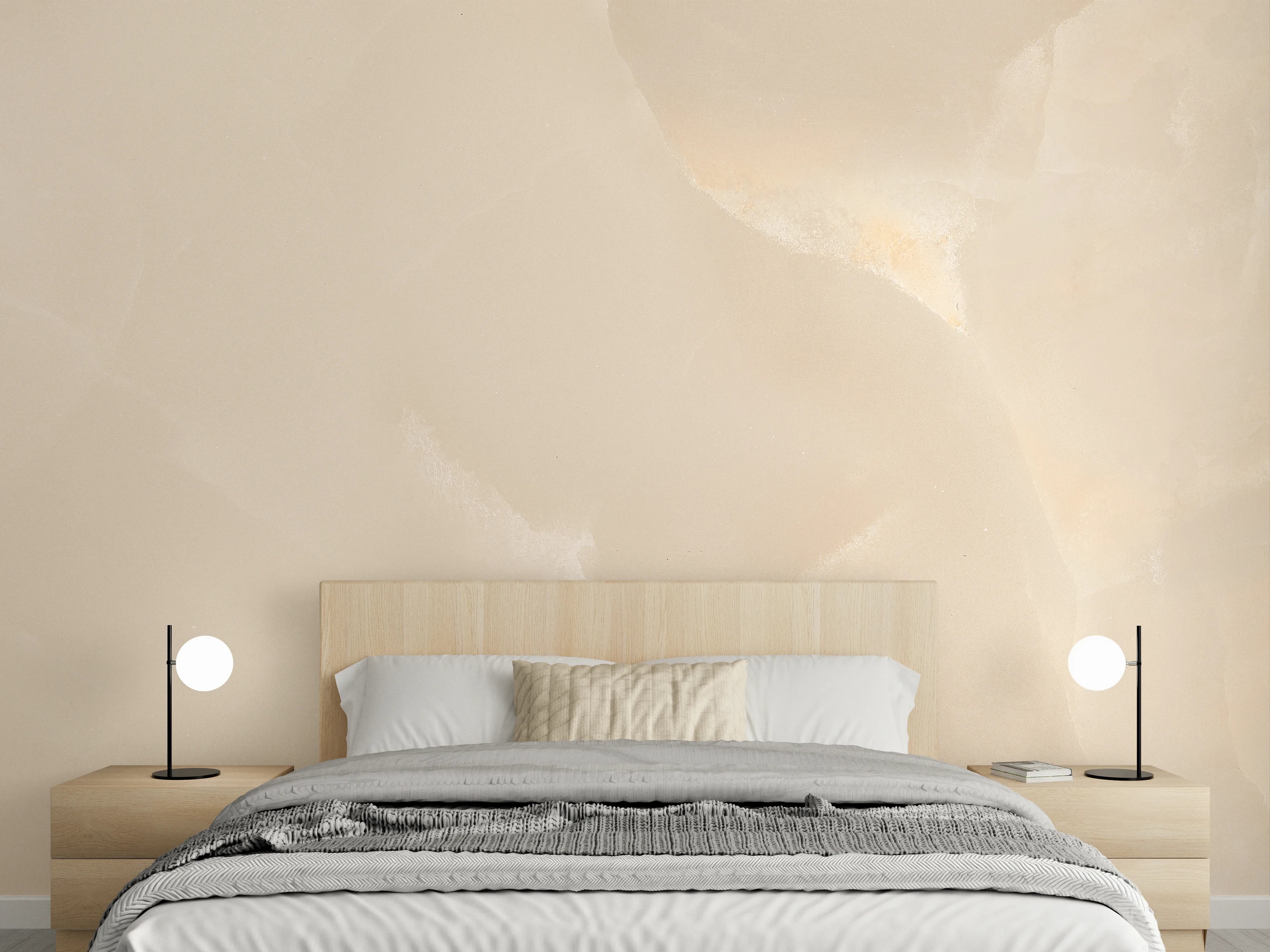 Wandverkleidung Schlafzimmer - Sanfte Onyx-Marmoroptik in Beige