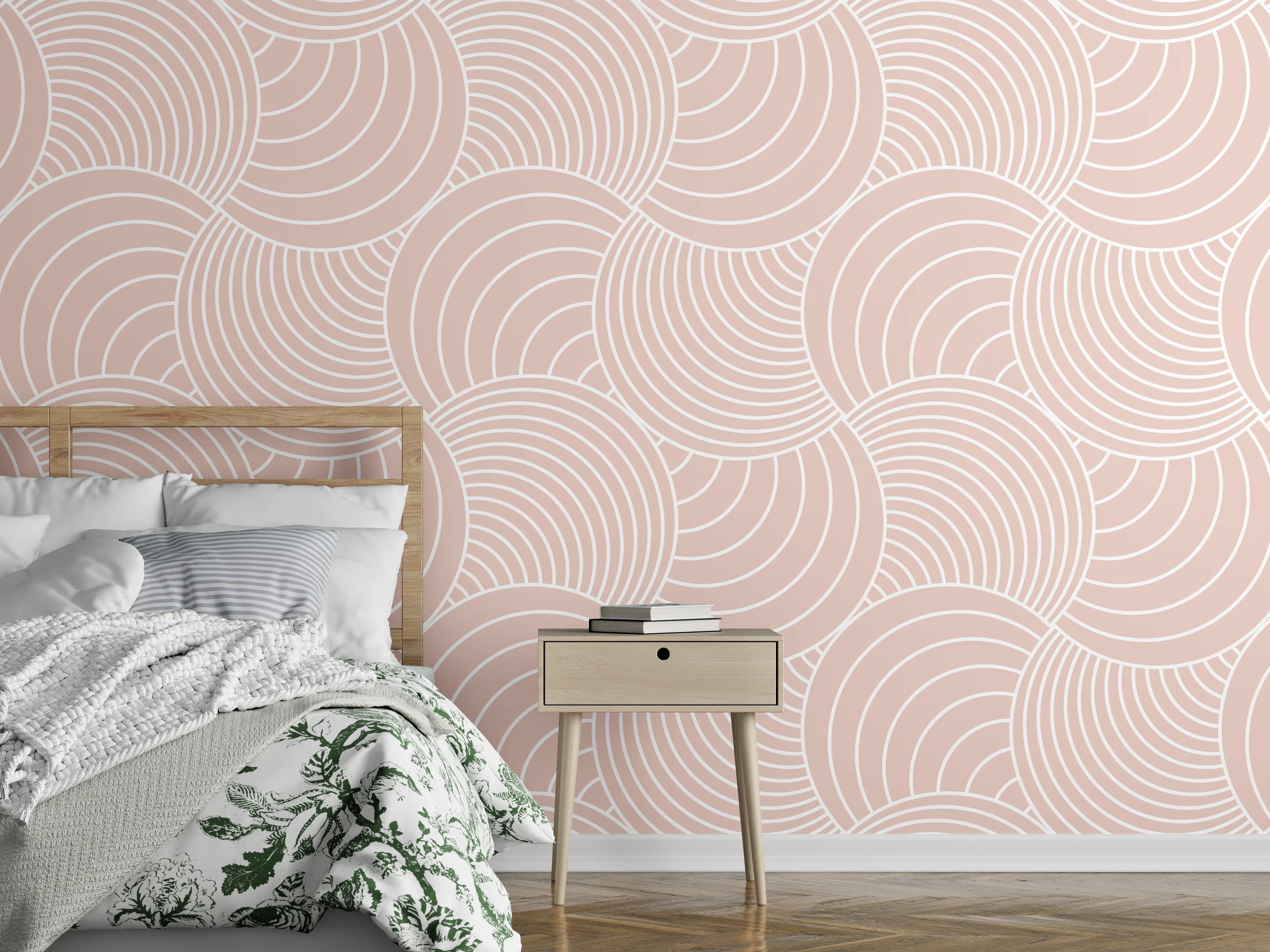 Wandverkleidung Schlafzimmer - Sanfte Pastell-Wellenmuster