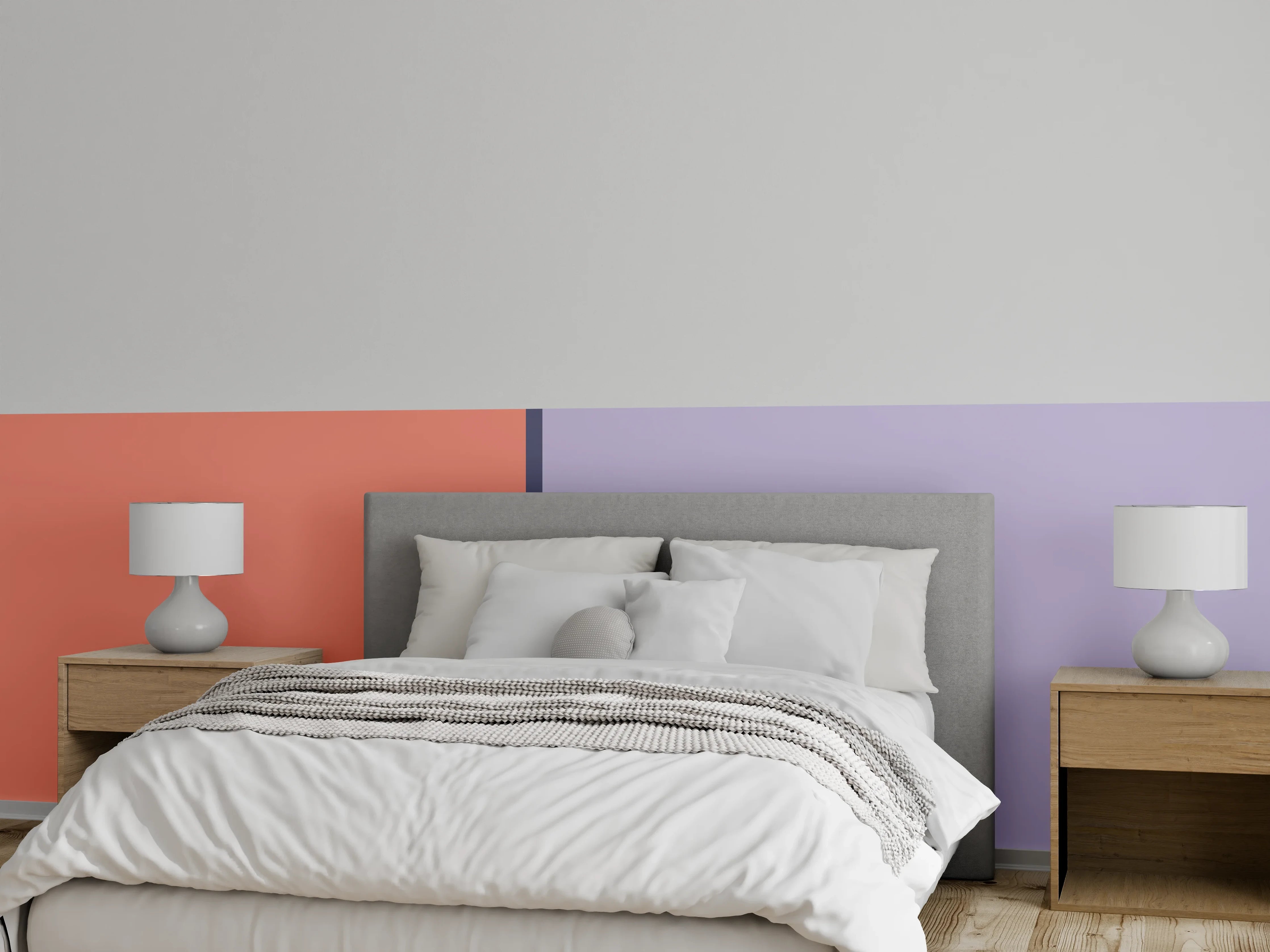 Wandverkleidung Schlafzimmer - Sanfte Pastellfarben im Kombinationsstil