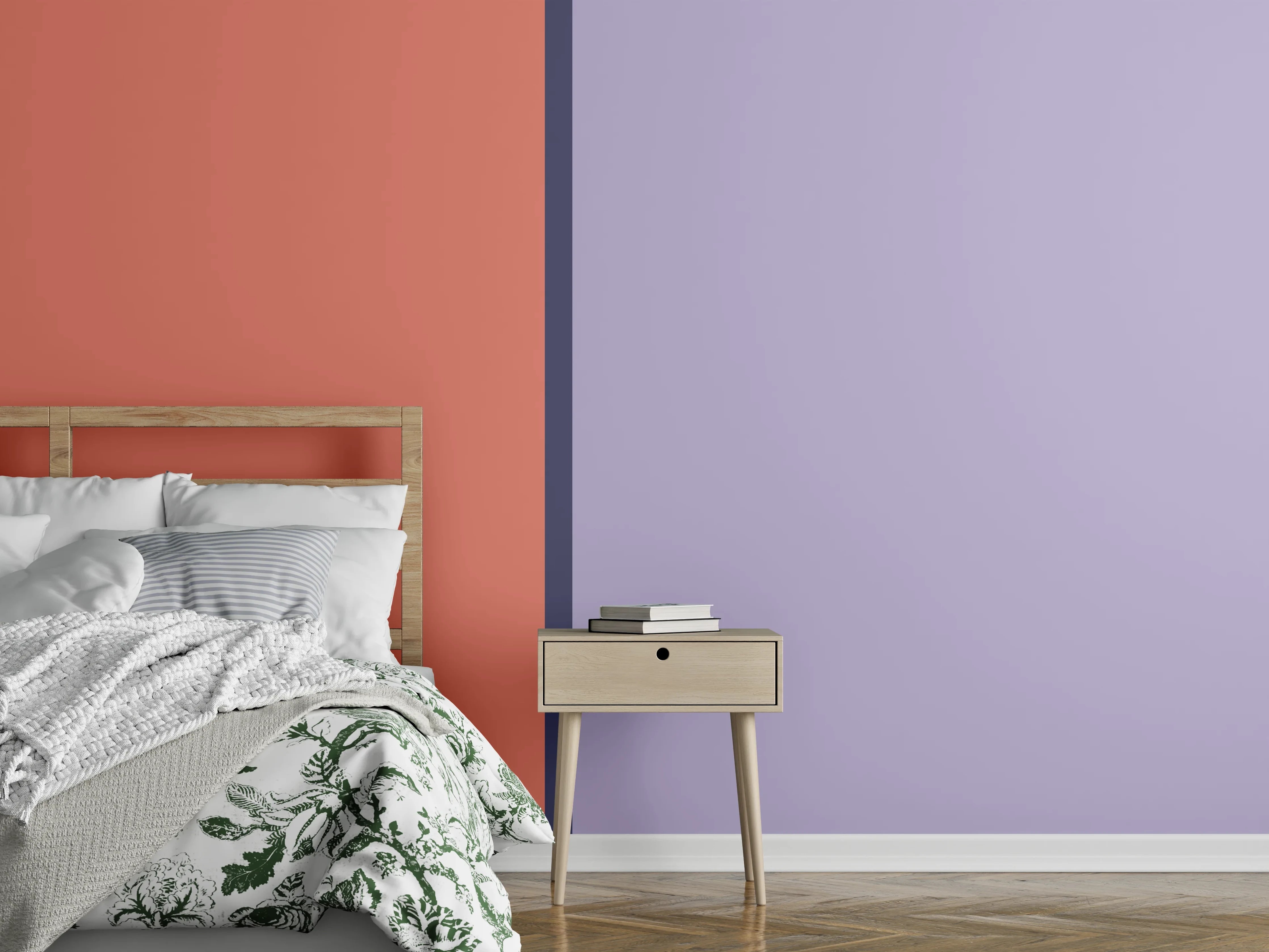 Wandverkleidung Schlafzimmer - Sanfte Pastellfarben im Kombinationsstil