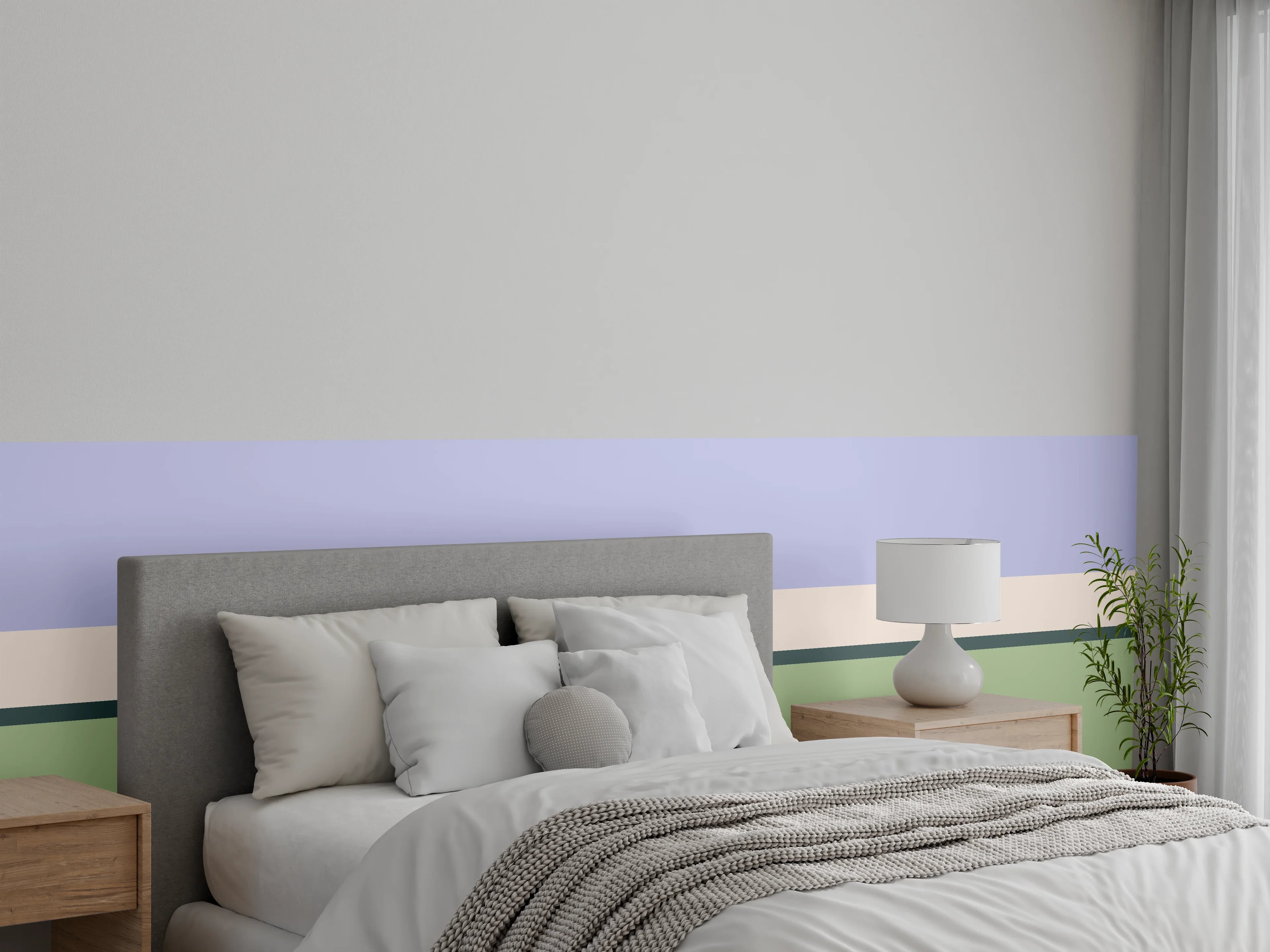 Wandverkleidung Schlafzimmer - Sanfte Pastellfarben in ruhigem Farbverlauf