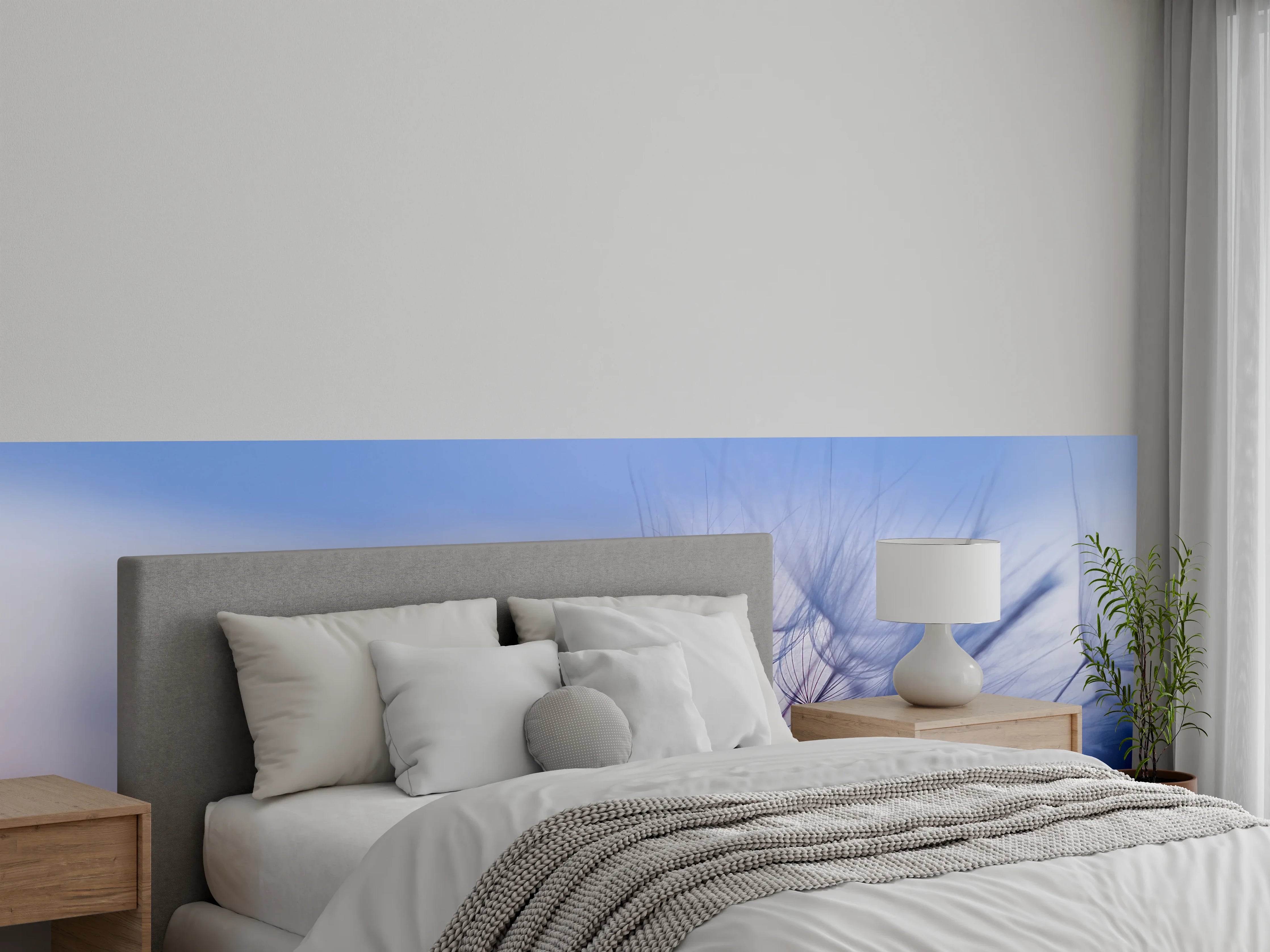 Wandverkleidung Schlafzimmer - Sanfte Pusteblume im Morgenlicht