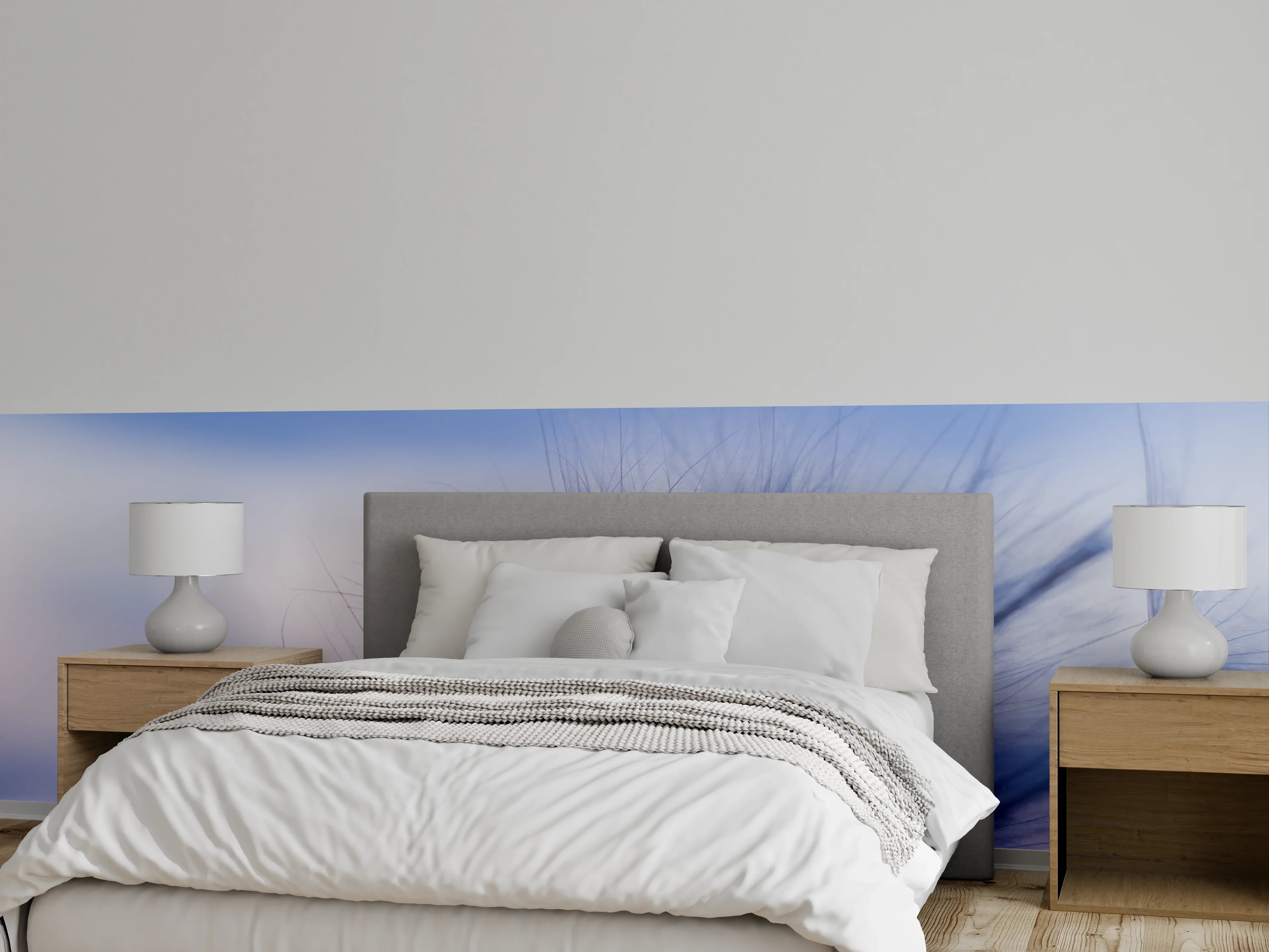 Wandverkleidung Schlafzimmer - Sanfte Pusteblume im Morgenlicht