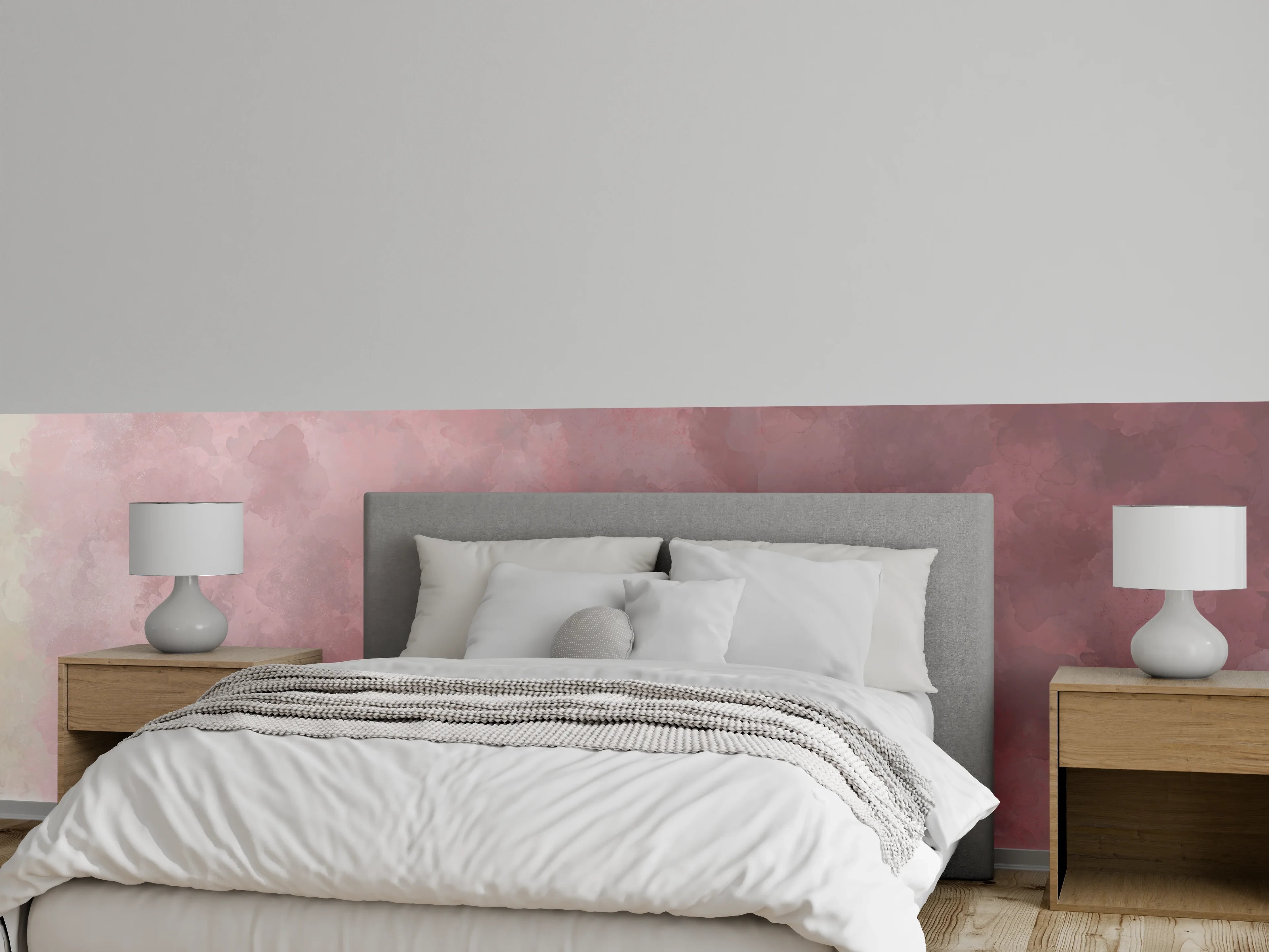 Wandverkleidung Schlafzimmer - Sanfte Rosa-Weiß-Pastell-Töne mit zarter Textur