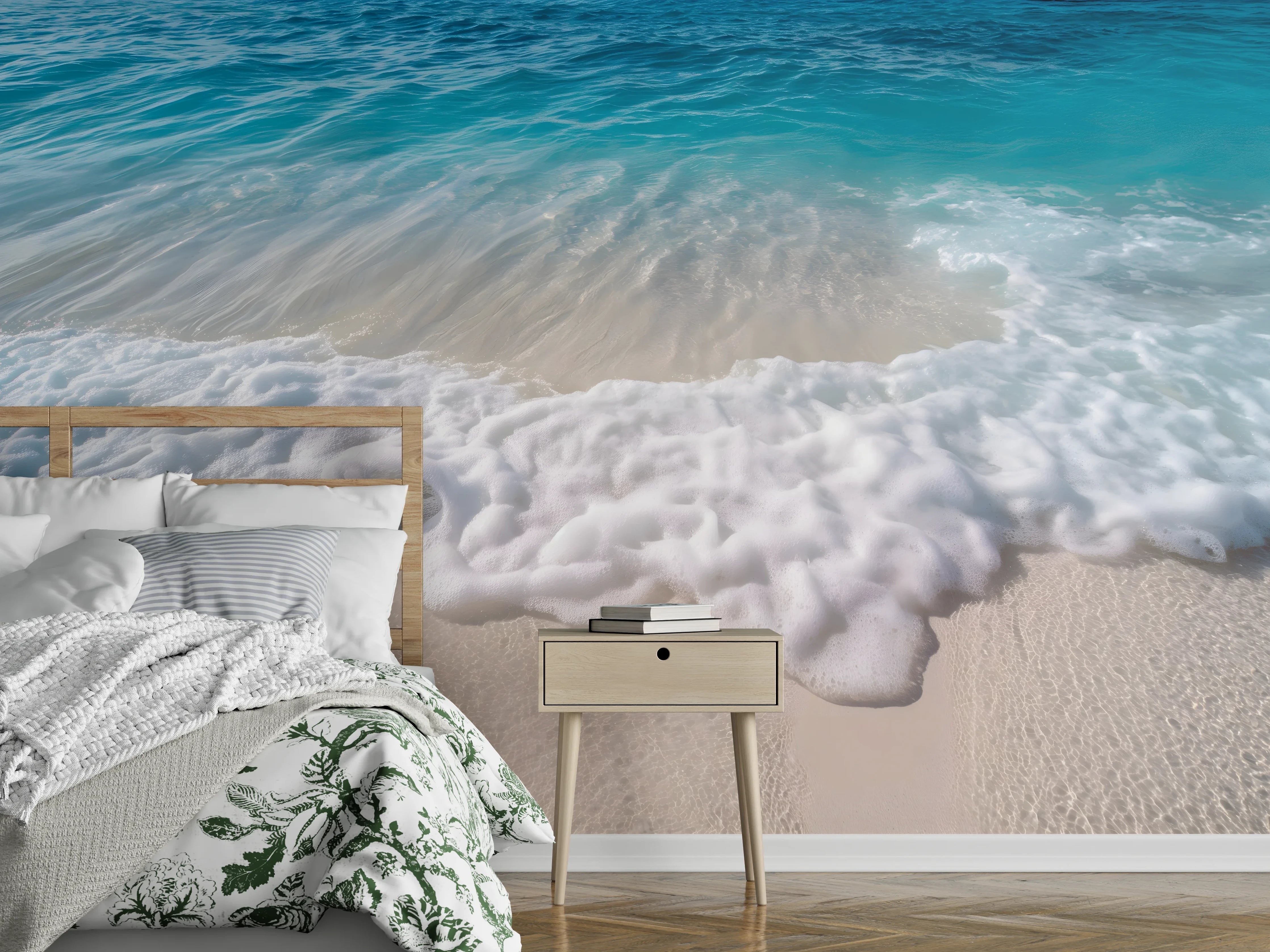 Wandverkleidung Schlafzimmer - Sanfte Wellen am weißen Sandstrand